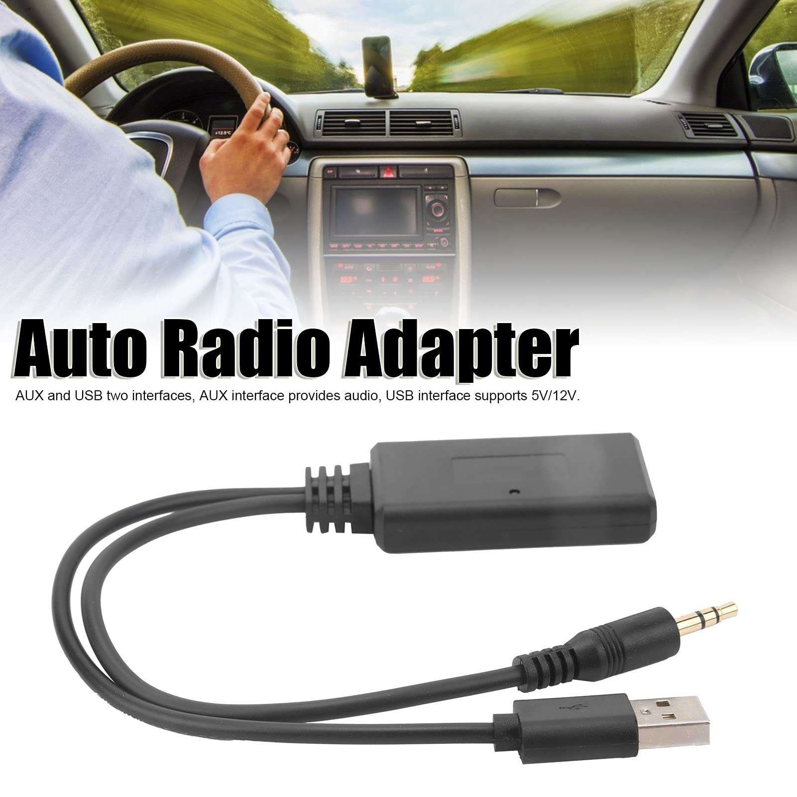 Car Bluetooth Aux Adapter Bluetooth Wireless AUX Adapter Car for Audio Stereo Module 5.0 Receiver Music Player for Audio Adapter Connector 3.5mm AUX+5V/12V USB Port 3