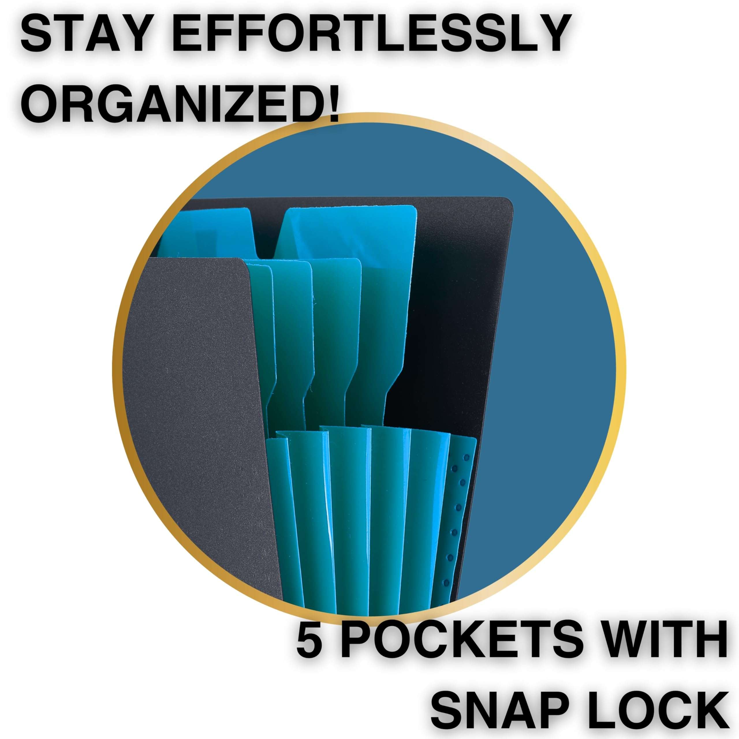 SPS 5 Pocket Expanding File Folder Smile Design - Fits A4 & Letter Size Document Organizer, Accordion File Folders, File Holder for Office, School & Home Use - Blue 4