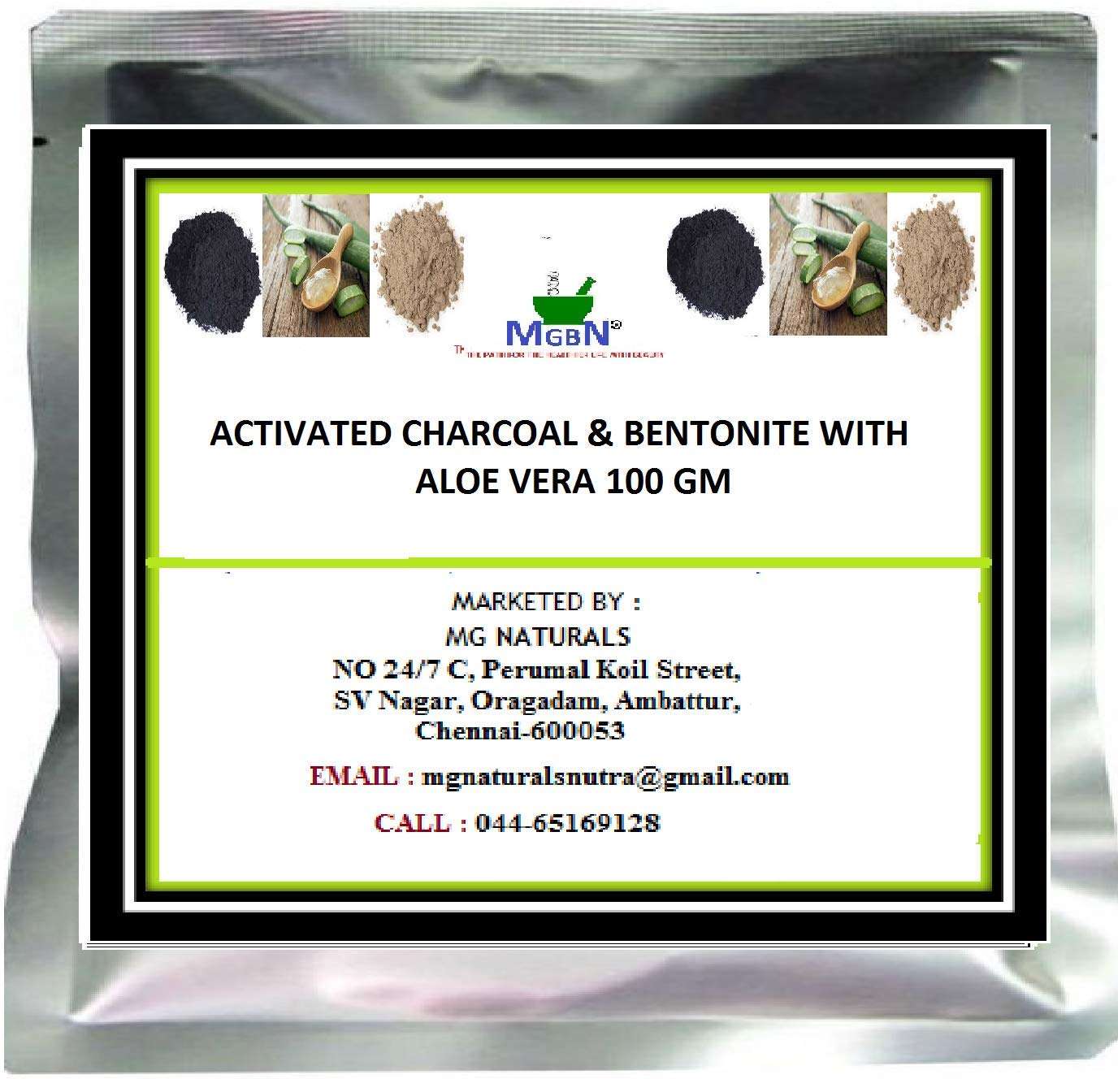 ACTIVATED CHARCOAL & BENTONITE WITH ALOE VERA 100 GM 1