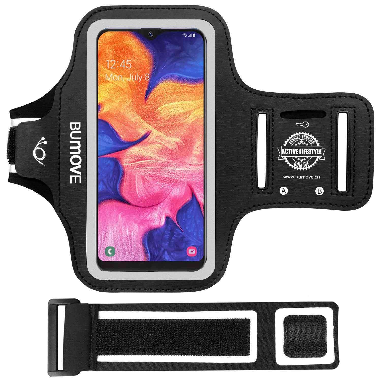 Galaxy A10e/A6 Armband, BUMOVE Gym Running Workouts Sports Cell Phone Arm Band for Samsung Galaxy A10e/A6 with Key/Card Holder (Black) 1
