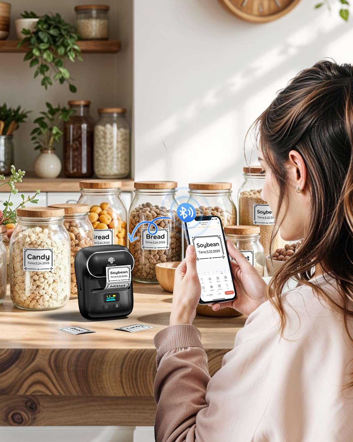 Phomemo M110 Label Makers - Barcode Label Printer Bluetooth Label Maker Portable Thermal Printer for Small Business, Address, Barcode, Logo, Clothing, Mailing, Sticker Printers for Phones & PC, Black 3