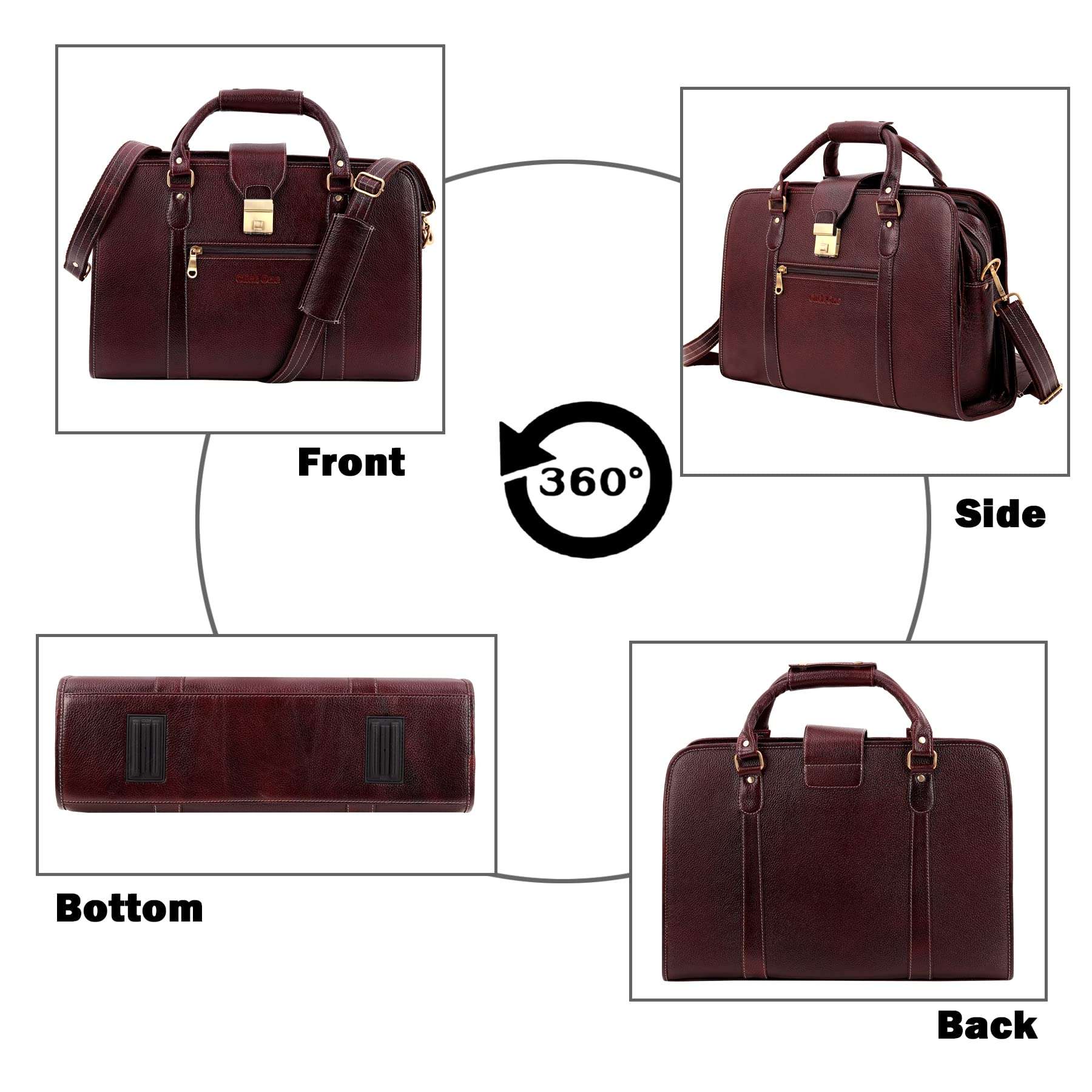 Click One Leather Accessories Men's Leather Shoulder Office Bags (BROWN) 4