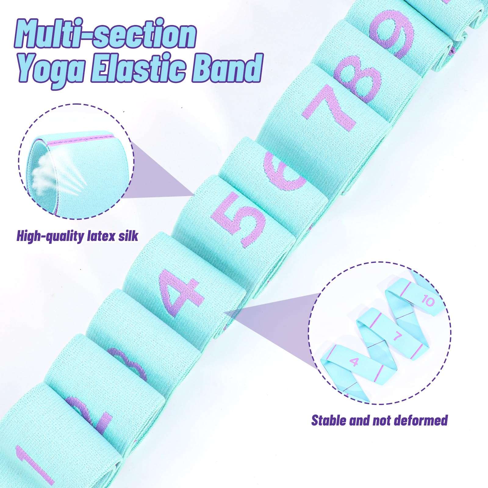 ElevateTech Yoga Straps for Stretching, 11 Loops Stretch Band for Yoga, Pilates, Ballet, Fitness and Physical Therapy Elastic Stretching Strap Trainer Resistance Stretch Assist Belt for Flexibility 4