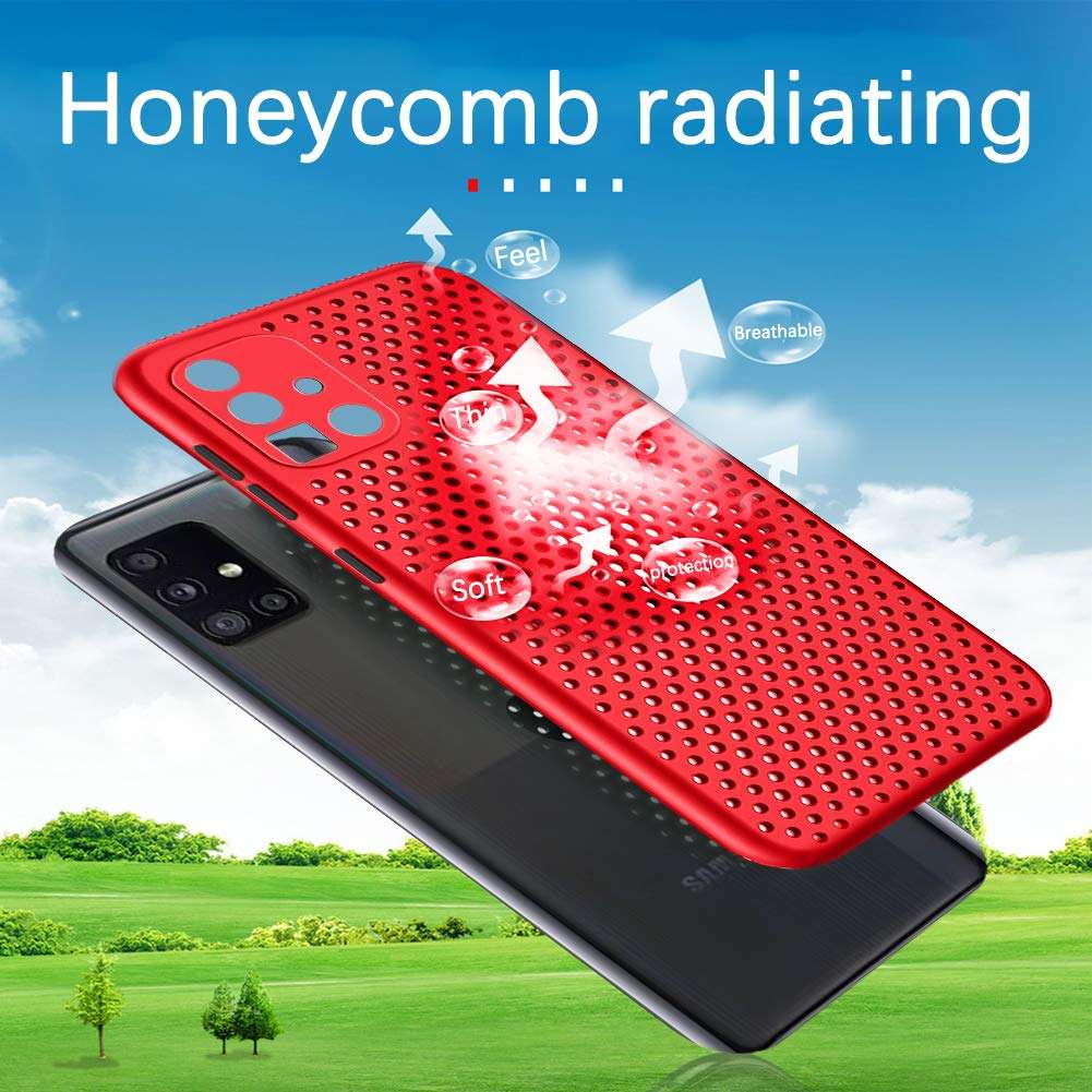 Samsung Galaxy A51 Case, Ultra Soft Heat Dissipation Breathable Cooling Hollow Liquid Silicone Full Body Protection Shockproof Cover Case for Samsung Galaxy A51 - Red 4