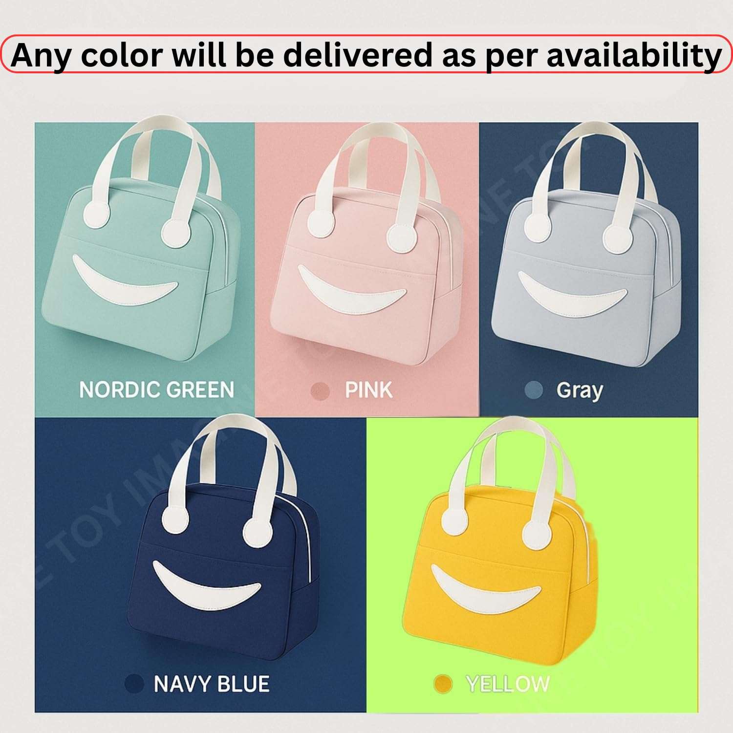 Toy Imagine Smiley Insulated Lunch Bag for Kids & Office | Tiffin Bag for School Boys & Girls | Snack Tote Bag for Women | Compact & Portable Leak-Proof 6.5L (Assorted) 3