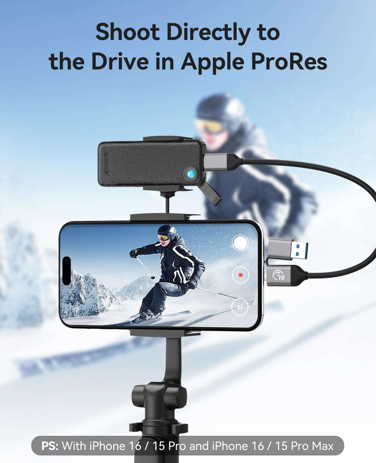 ORICO 512GB External SSD, Up to 1050MB/s, Compact with 2 in 1 USB C & A Cable, External Solid State Drives, Reliable Storage for USB C Smartphone, Tablet, PC - B10PRO 6