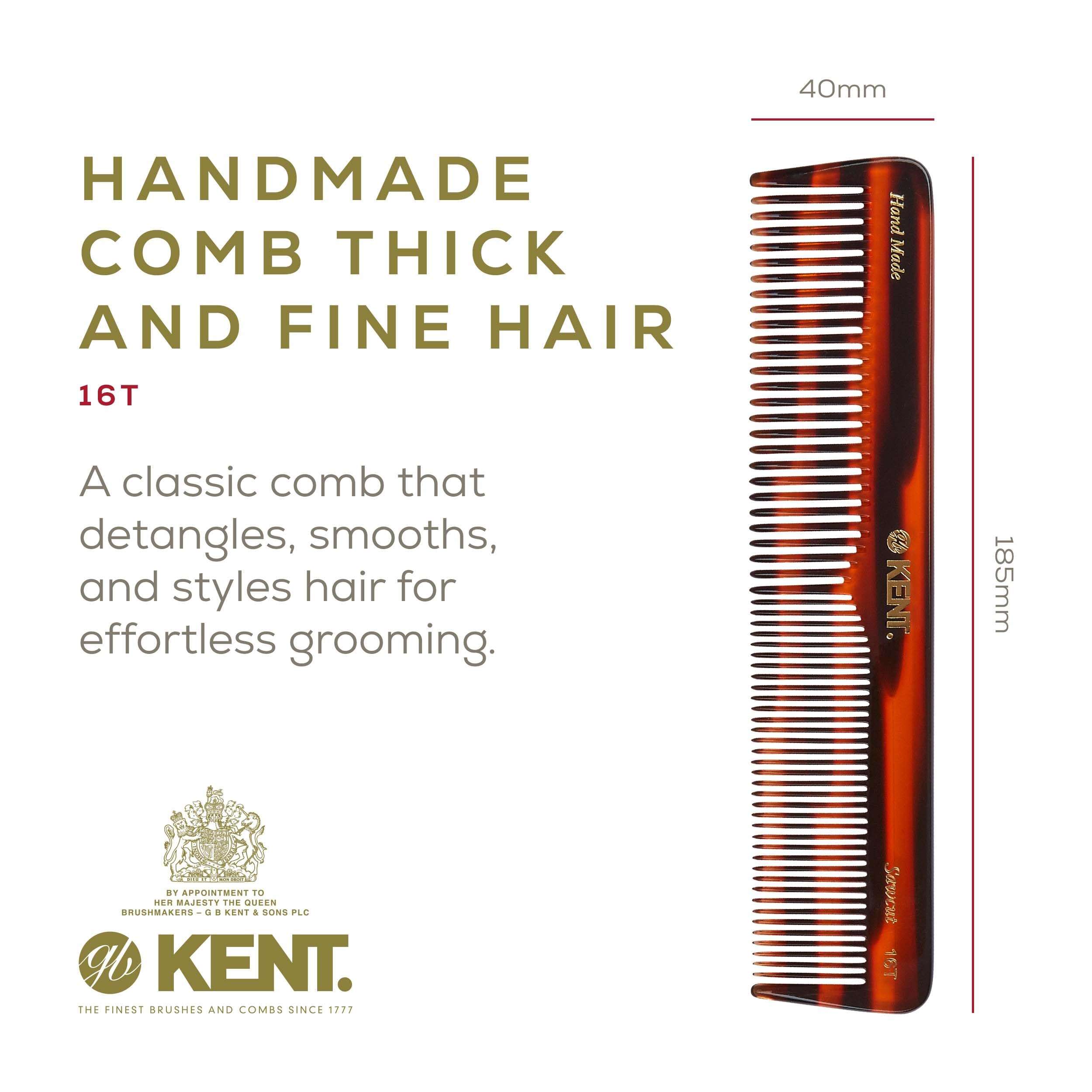 Kent 16T Fine Tooth Comb and Wide Tooth Comb Straightener Comb/Beard Comb and Hair Comb/Mens Hair Comb, Mustache Comb, and Comb for Women/Hair Styling and Detangling Comb/Detangler Comb 3