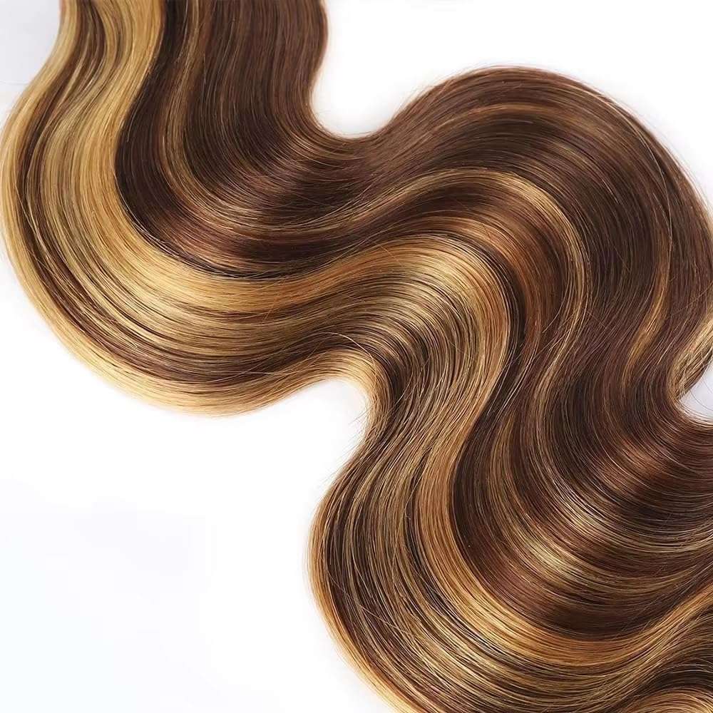 P4/27 Human Hair Bundles Highlight Body Wave Ombre Brown 16 18 20 Inch #27 and #4 4/27 6