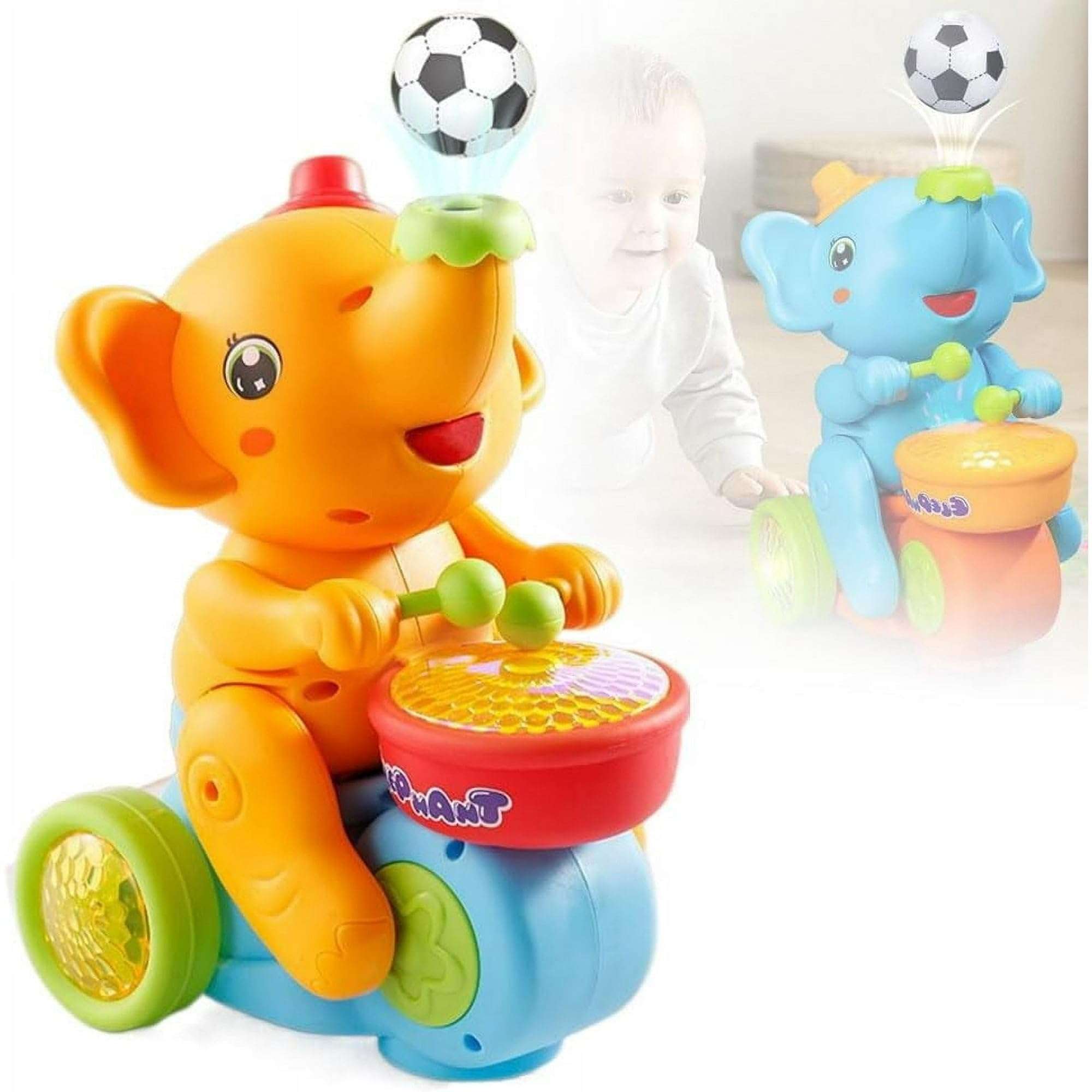 ARLYPET Elephant Light Up Sensory Toy with Music, Blowing Ball and Drumming, Fun Educational Toy for Kids, Autism Sensory Birthday Gifts for Autistic Kids Boy Girl 3 4 5-7 8-12 Years Old