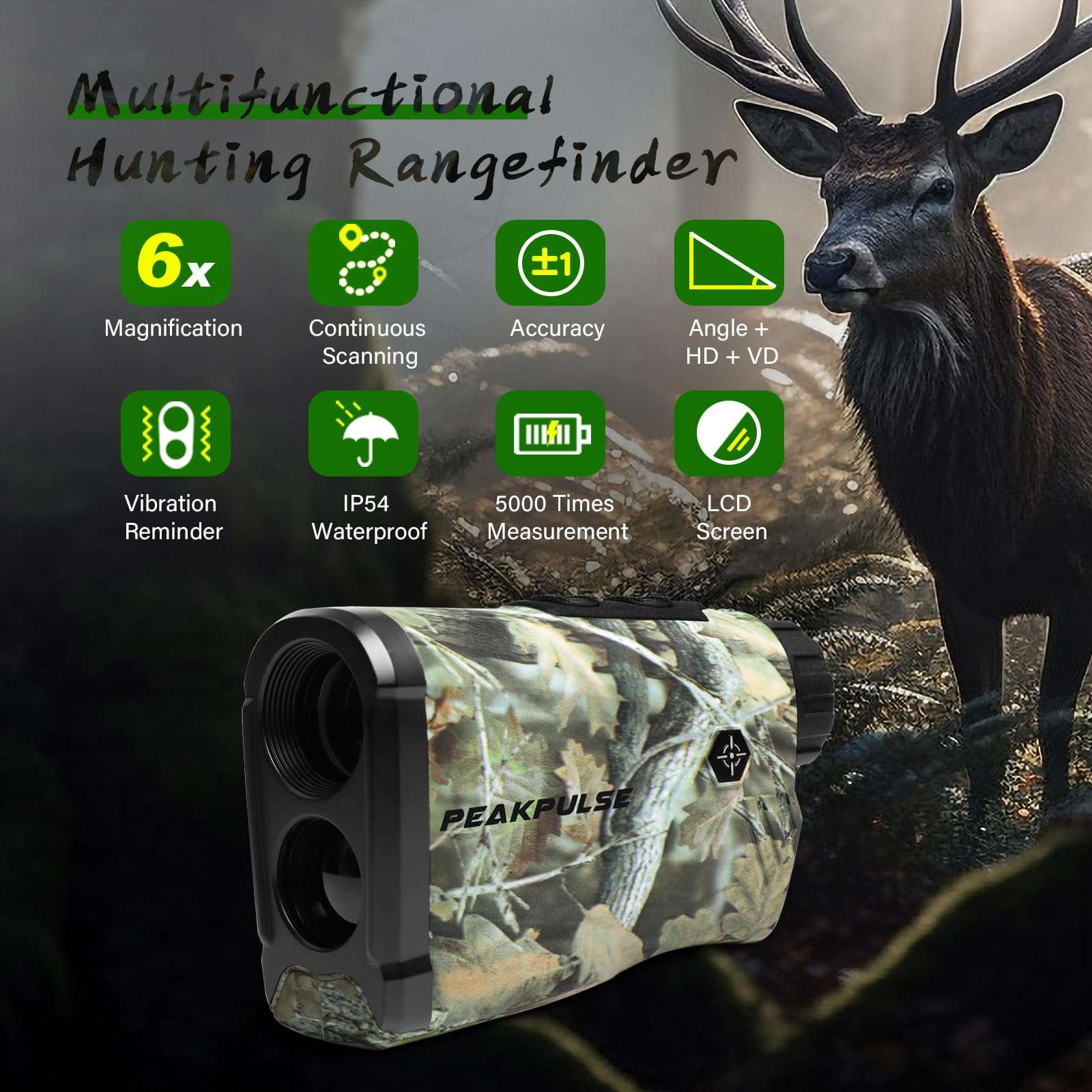 Hunting Rangefinder 1400Yds Distance Scope Laser Range Finder Tracker for Hunter Men Women 6X Zoom 3 Modes Angle Horizontal Vertical Measurement 3