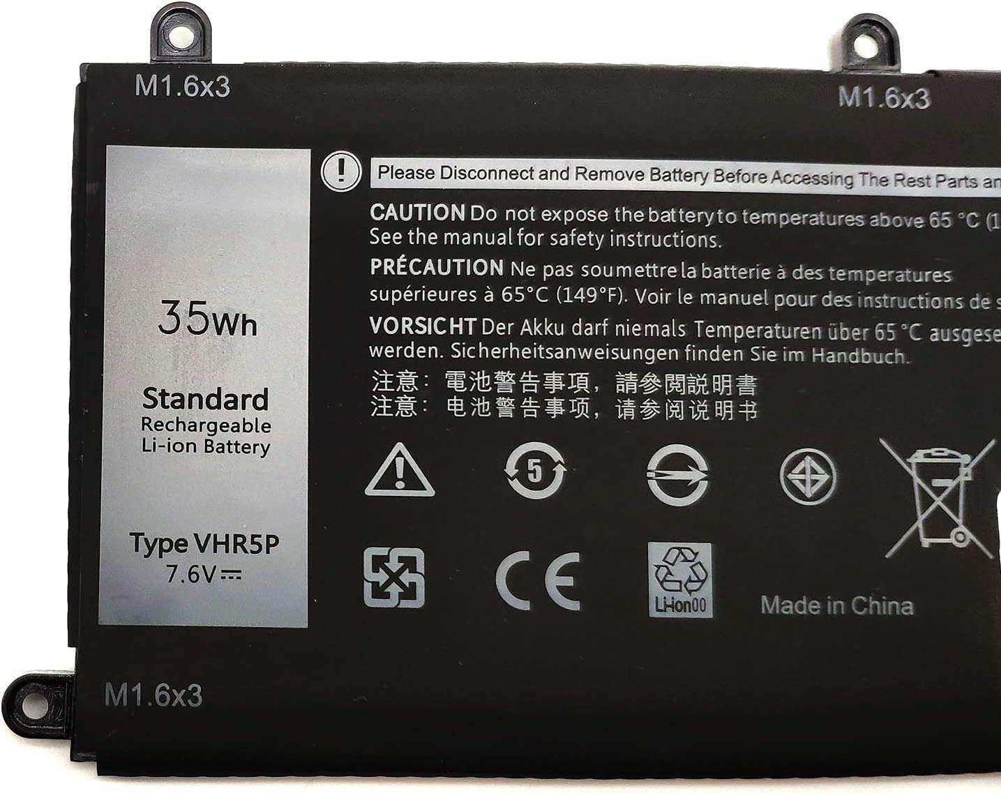 Binger New VHR5P Replacement Battery Compatible with Dell Latitude 11 5175 Series Tablet Notebook XRHWG RHF3V (7.6V 35Wh) 2