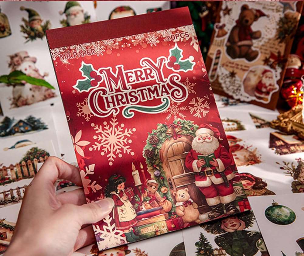 Lora Rossie Pre-Cut Vintage Aesthetic Journaling Stickers, Dual Material, Women People Scrapbook Stickers for Junk Journals, Scrapbooking (Christmas) 1