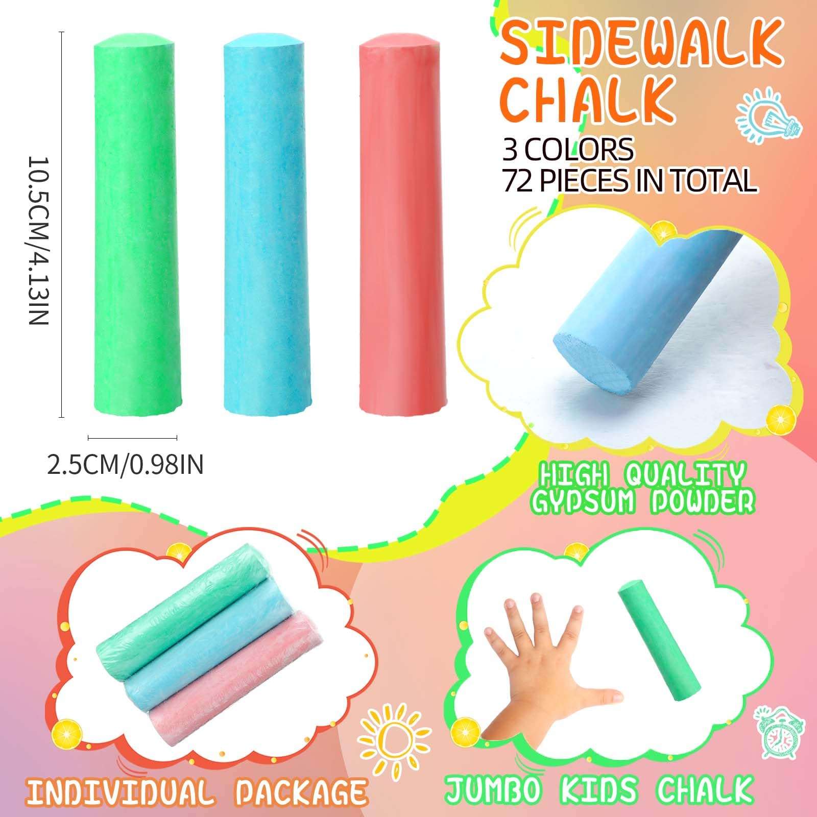 96 Pcs Summer Party Favors Set 24 Packs Jumbo Sidewalk Chalk Individual Packs and 24 Pcs Star Bubble Wands End of Year Gifts for Student Boys Girls Preschool Graduation Birthday Goodie Bag Stuffers 4
