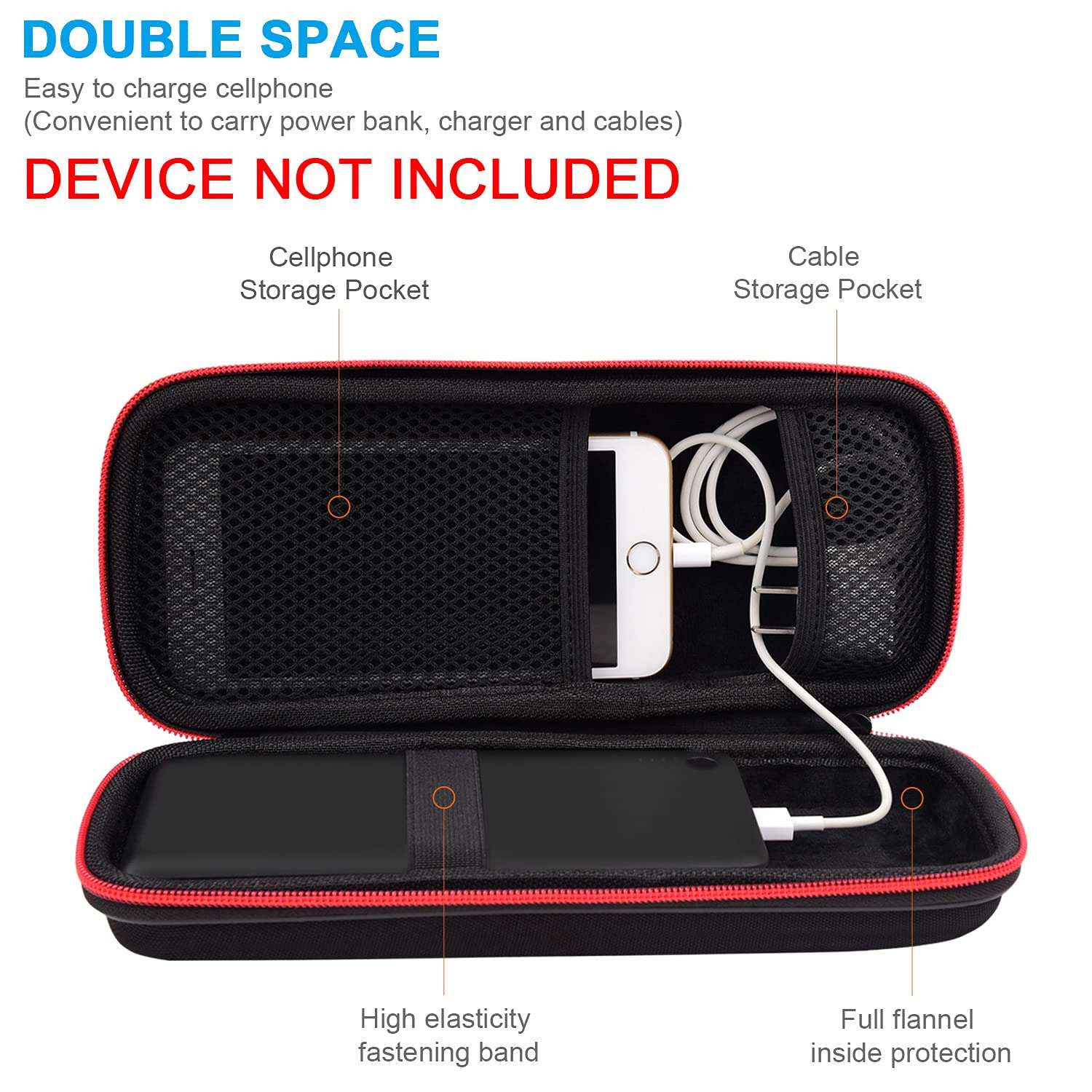 Hard Travel Case Fit for RAVPower 26800/20100/20000mAh, Anker Power Core 26800mAh/PowerCore +26800mAh, Dulla M50000 Power Bank 12000mAh, ROMOSS 30000mAh, Lab599 Tx500 Radio by SKYNEW (Large Black) 2