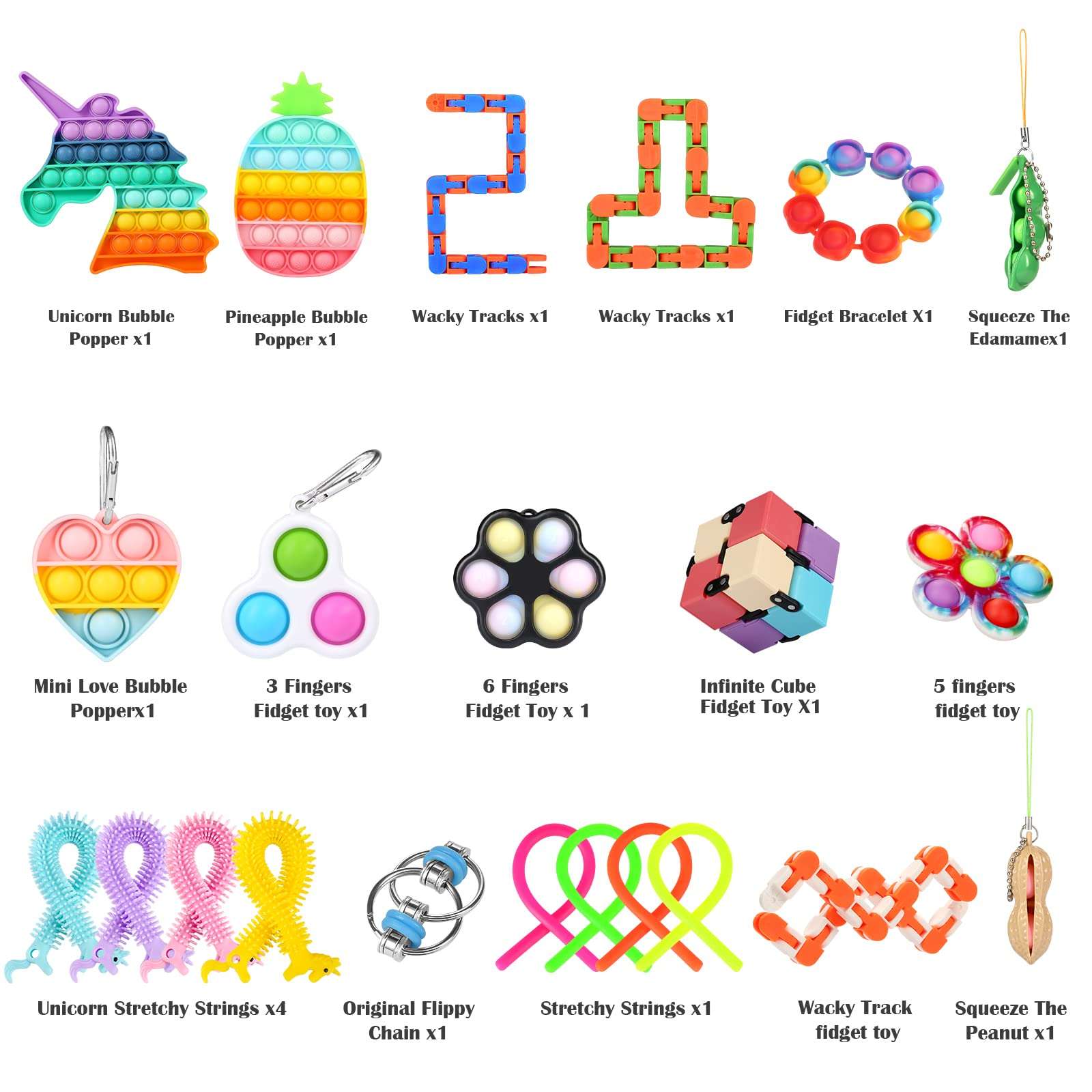 Fescuty Fidget Toys Pack Set Pop Fidgets Toy Sets Packs Fidget Toys Pack Stress Relief and Anti-Anxiety Tools Sensory Toys… (23 Packs) 5