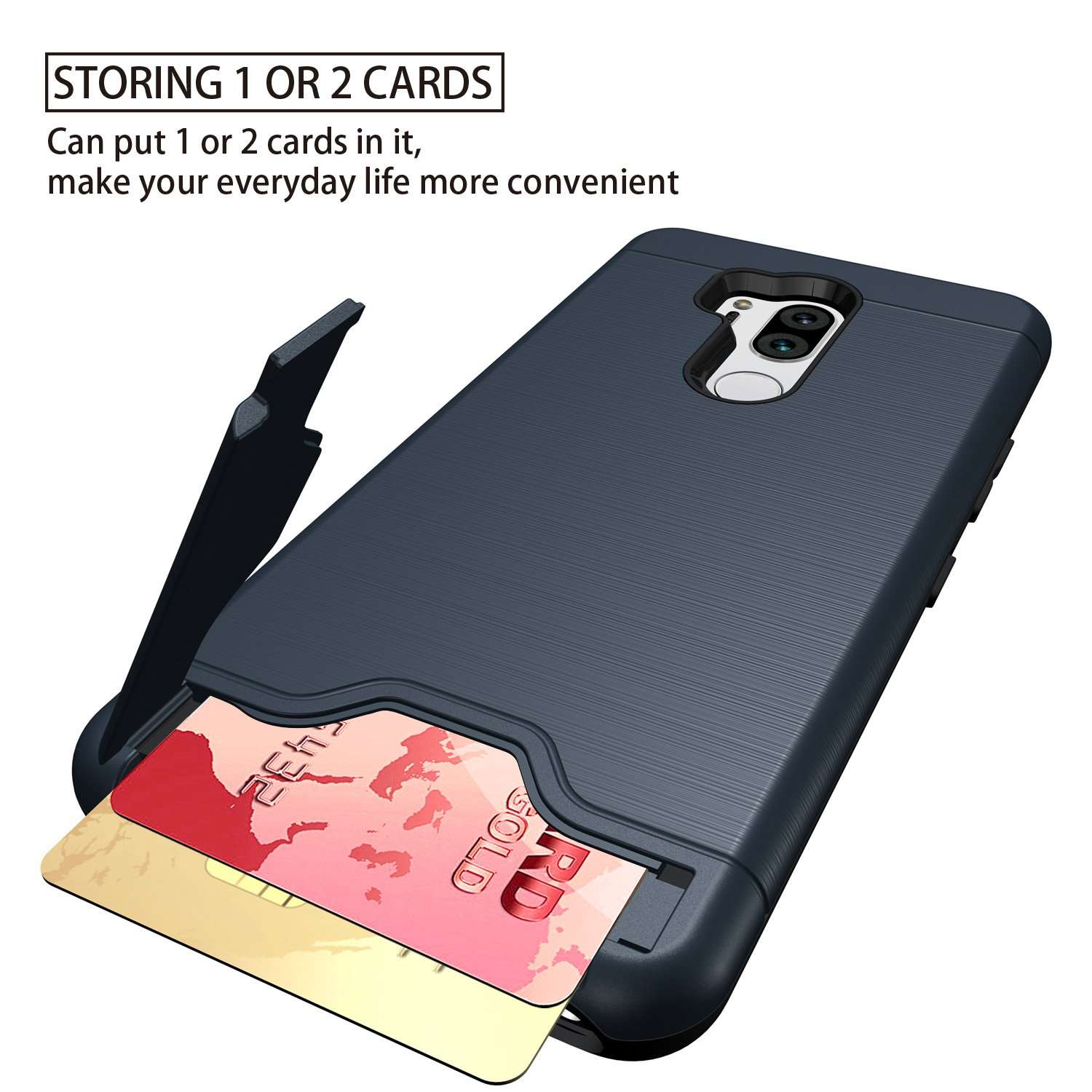 NiuBox LG G7 Case,LG G7 ThinQ Case, Armor [Card Slot Wallet] [Kickstand] Full Body Shock Absorption Protective Phone Case Cover for LG G7+ ThinQ,LG G7 Plus ThinQ (2018 Verizon) Navy Blue 2