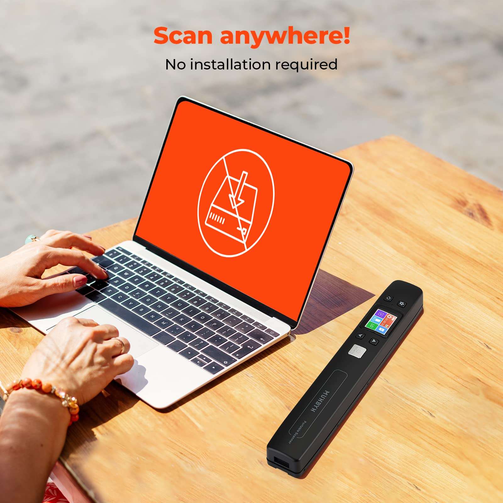 MUNBYN Portable Scanner, Photo Scanner for Documents, Pictures, Texts at 1050 DPI, Flat Scanning, Includes 16GB Card, Wand Document Reader with Wi-Fi or USB for Uploading to PC/Phone, No Driver Needed 5