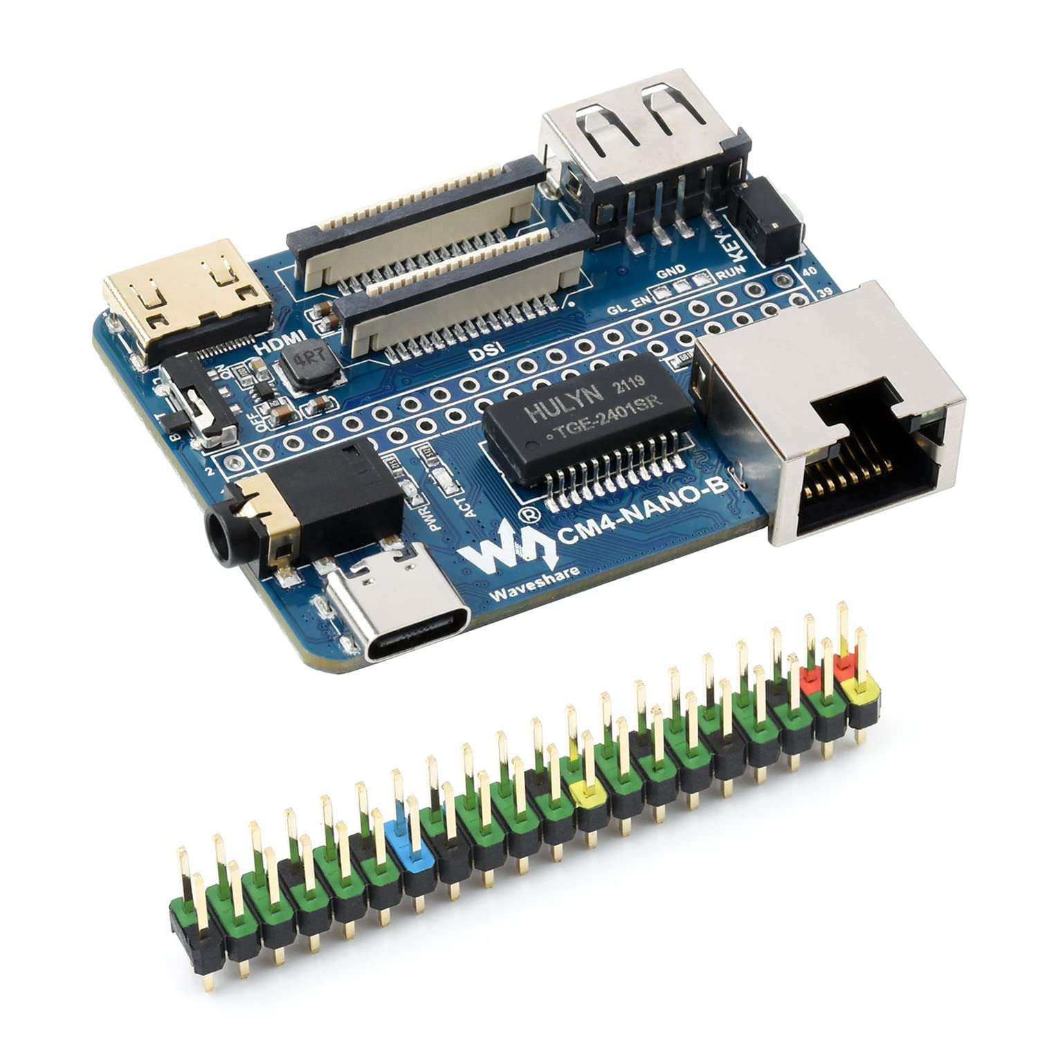 Nano Base Board (B) for Raspberry Pi Compute Module 4 Lite/eMMC,Same Size As The CM4,with Raspberry Pi 40PIN GPIO Interface,USB 2.0 Type A,Gigabit Ethernet RJ45 Connector,MIPI DSI Port 1