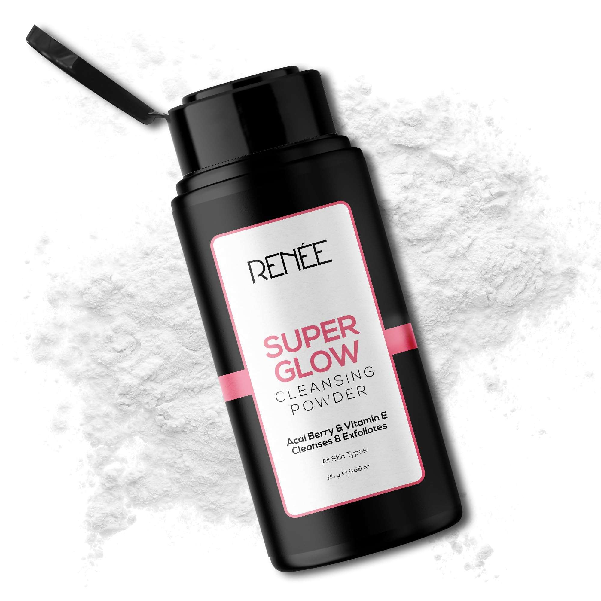 RENEE Super Glow Cleansing Powder - Exfoliating & Hydrating Formula with Vitamin E, Acai Berry & Mulberry Extracts - Essential Skincare for Refreshed Face - Cleanses & Nourishes All Skin Type - 25g 4