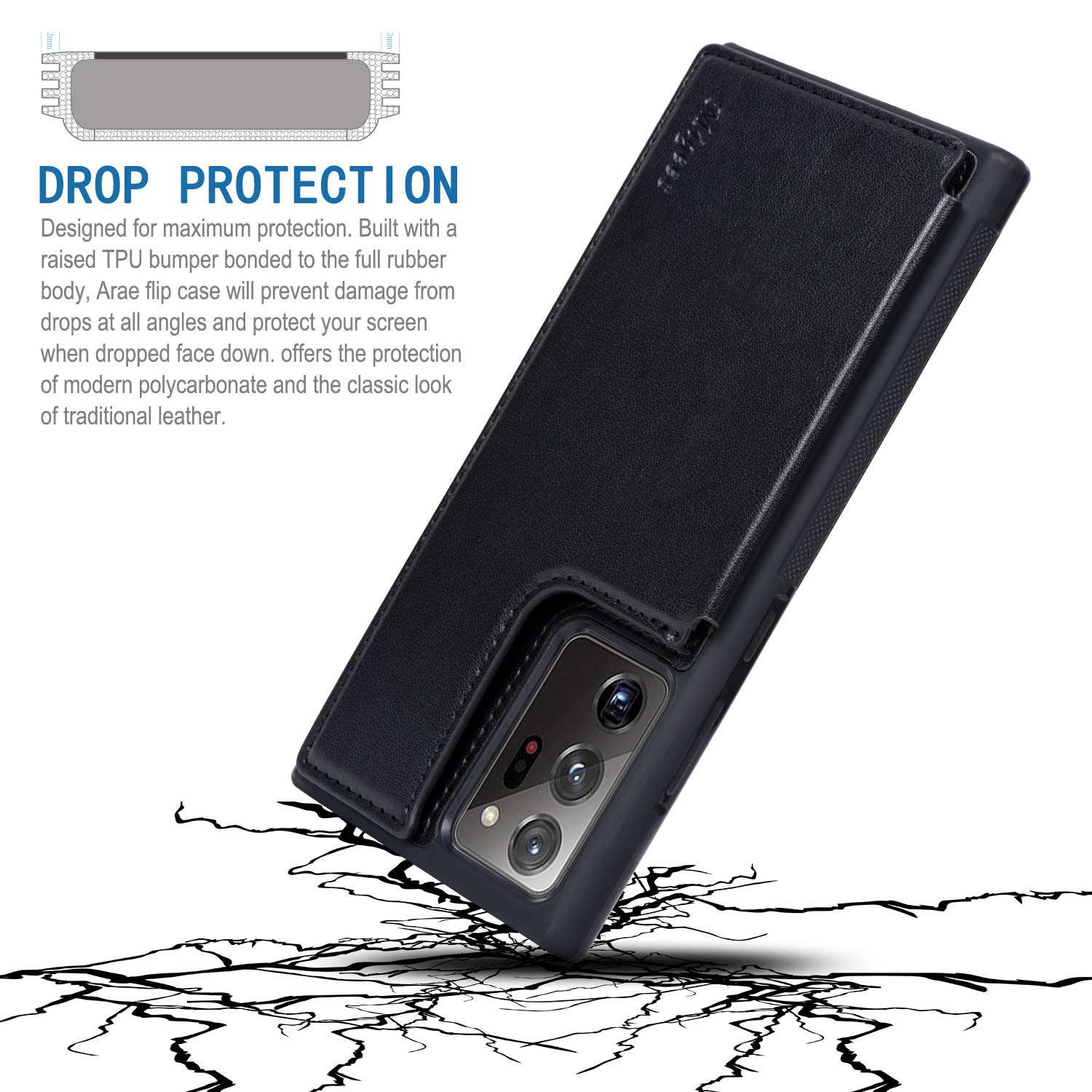 Migeec Samsung Galaxy Note 20 Ultra 5g Case with Card Holder - Wallet Case [Shockproof] with PU Leather Card Pockets Flip Cover for Samsung Galaxy Note 20 Ultra, Black 4