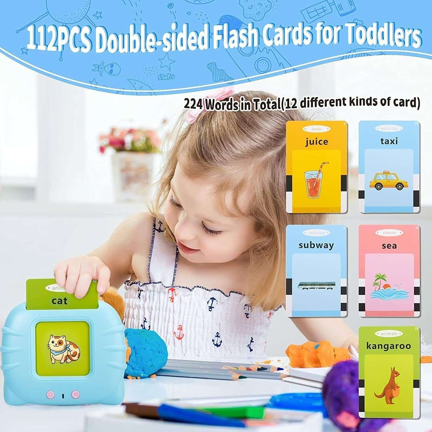 Royaldeals Toys All-in-one Talking English Words Flash Cards for Kids Education Learning Device 3