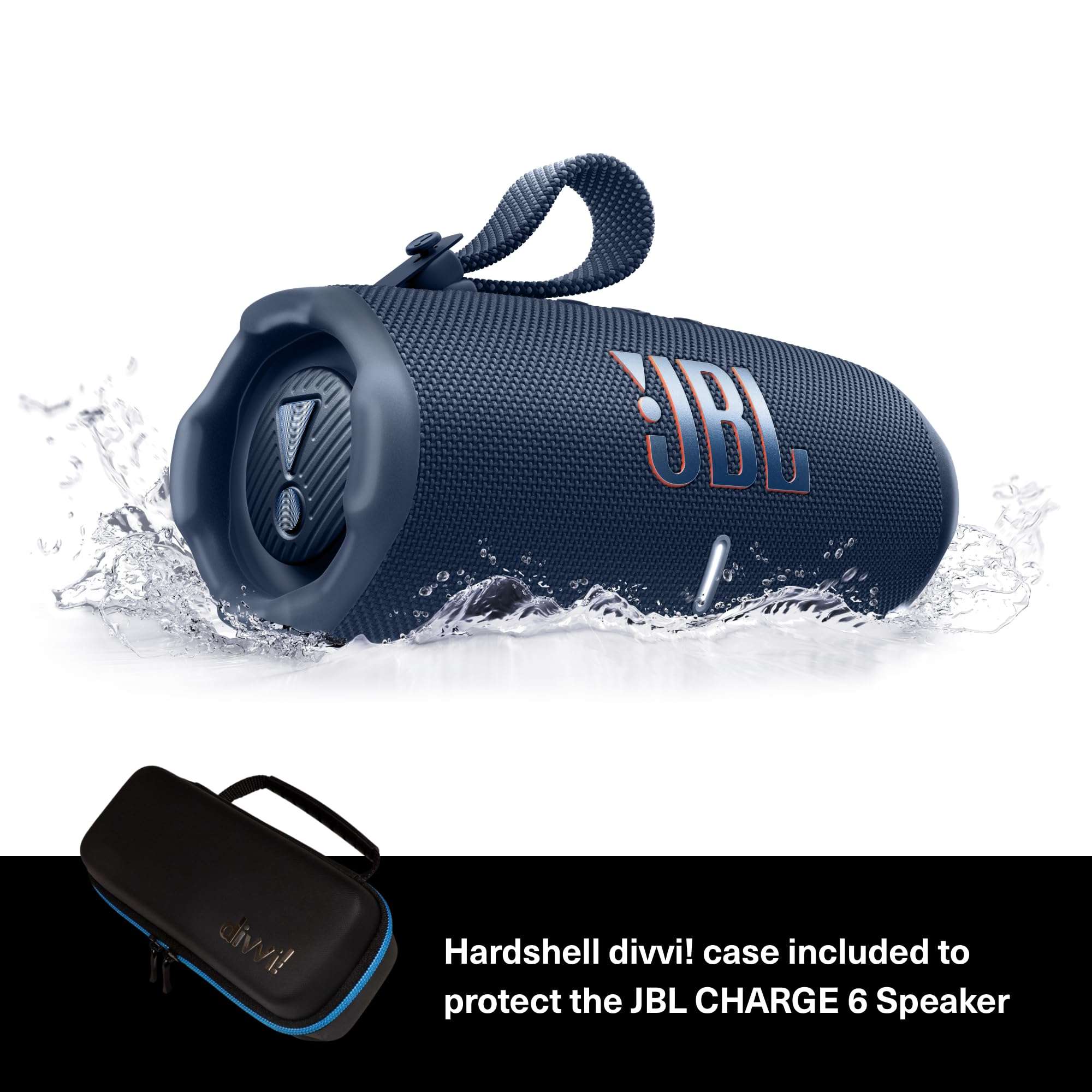 JBL Charge 6 (Blue) + Bundle with divvi! Protective Hardshell Case (Black) 3