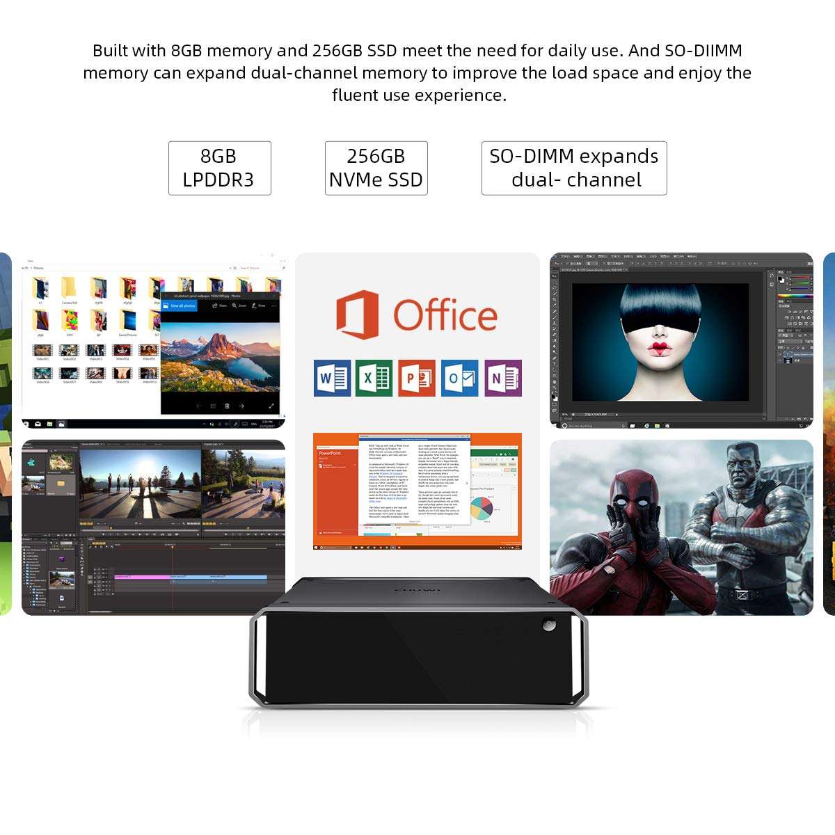 CHUWI CoreBox Mini PC, Windows 10 Mini Desktop Computers with Intel i5-8259U CPU,16GB RAM 512GB SSD, Gaming PC up to 3.8GHz, Expandable 2TB, Dual WiFi/Gigabit Ethernet / BT4.2, Portable Tower PC 6