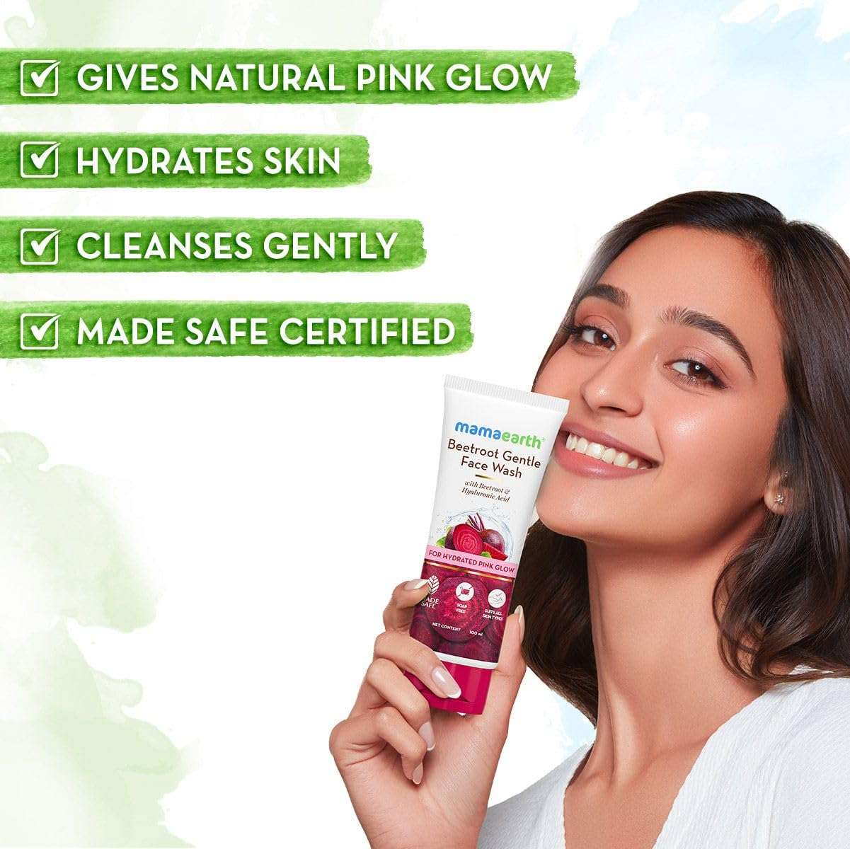 Mamaearth Beetroot Natural Pink Glow Combo | Beetroot Gentle Face Wash (100ml) & Beetroot Hydraful Moisturizer (50ml) | Gives Natural Pink Glow | Cleanses, Hydrates and Moisturizes | Combo Pack 4