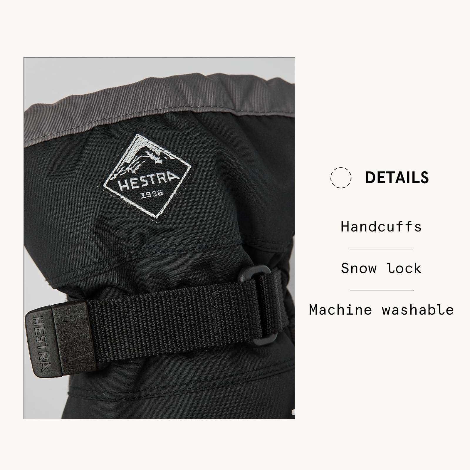 Hestra Gauntlet CZone Junior Glove - Waterproof, Insulated Kids Glove for Skiing, Snowboarding and Playing in The Snow - Black/Graphite - 6 5