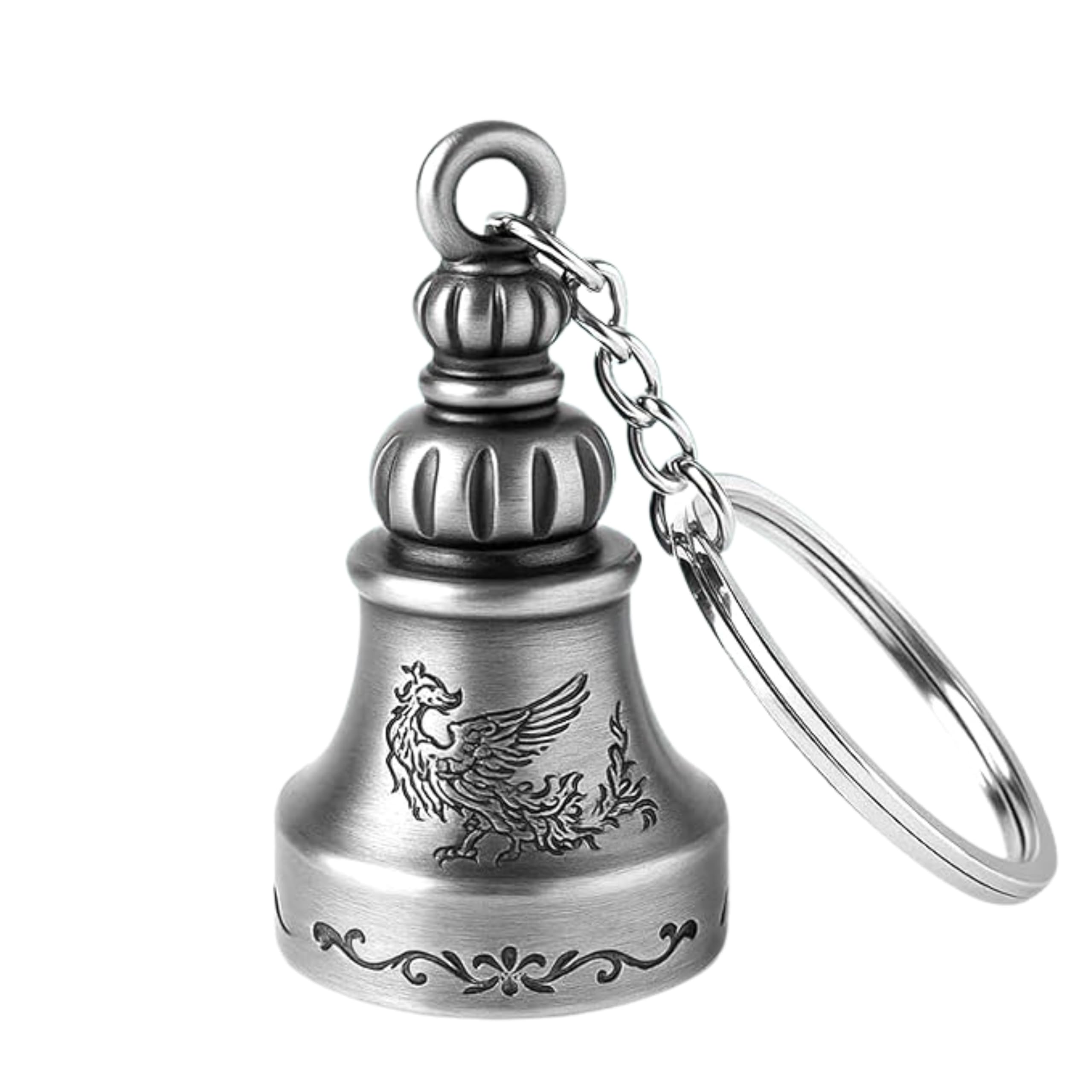 OTTAVO Guardian Bell Keychain, Oxidized Copper, Tibetan Style, 5 cm Height, Good Luck Charm (Silver Antique Style 2) 1