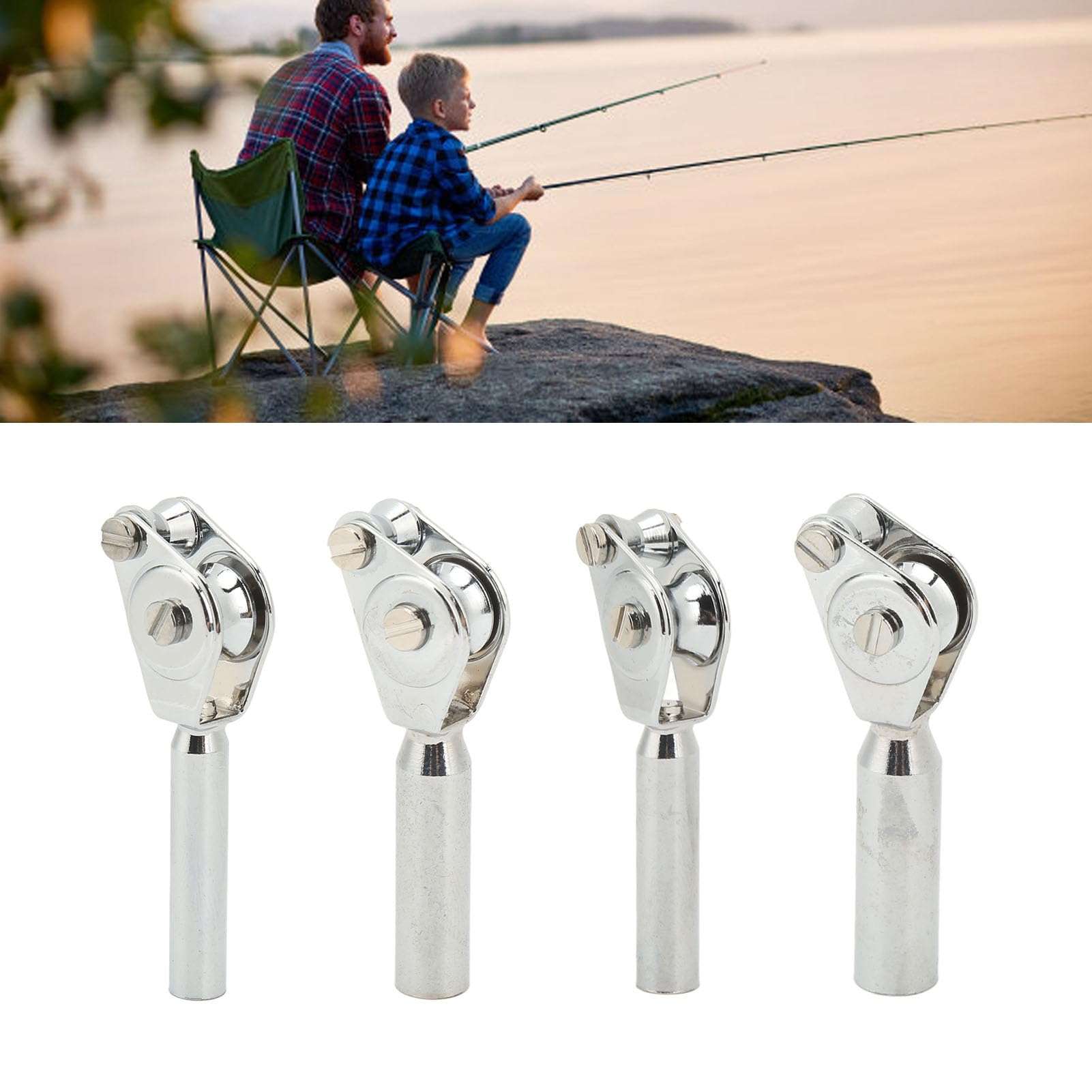 HERCHR Aluminium Alloy Fishing Roller Guide Tip Top Fishing Pole Rod Double Pulley Guide Rod Tip Guide for Sea Boat Fishing Trolling(7mm) 6
