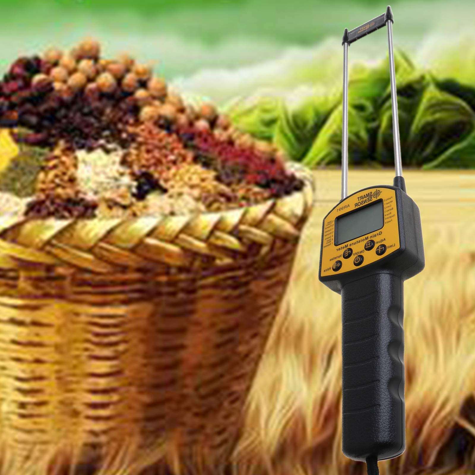 Smart Grain Moisture Meter LCD Digital Display Moisture Tester Sensor with Probe for Corn Wheat Rice Bean Wheat Flour Fodder Rapeseed Seed Moisture Testing 6