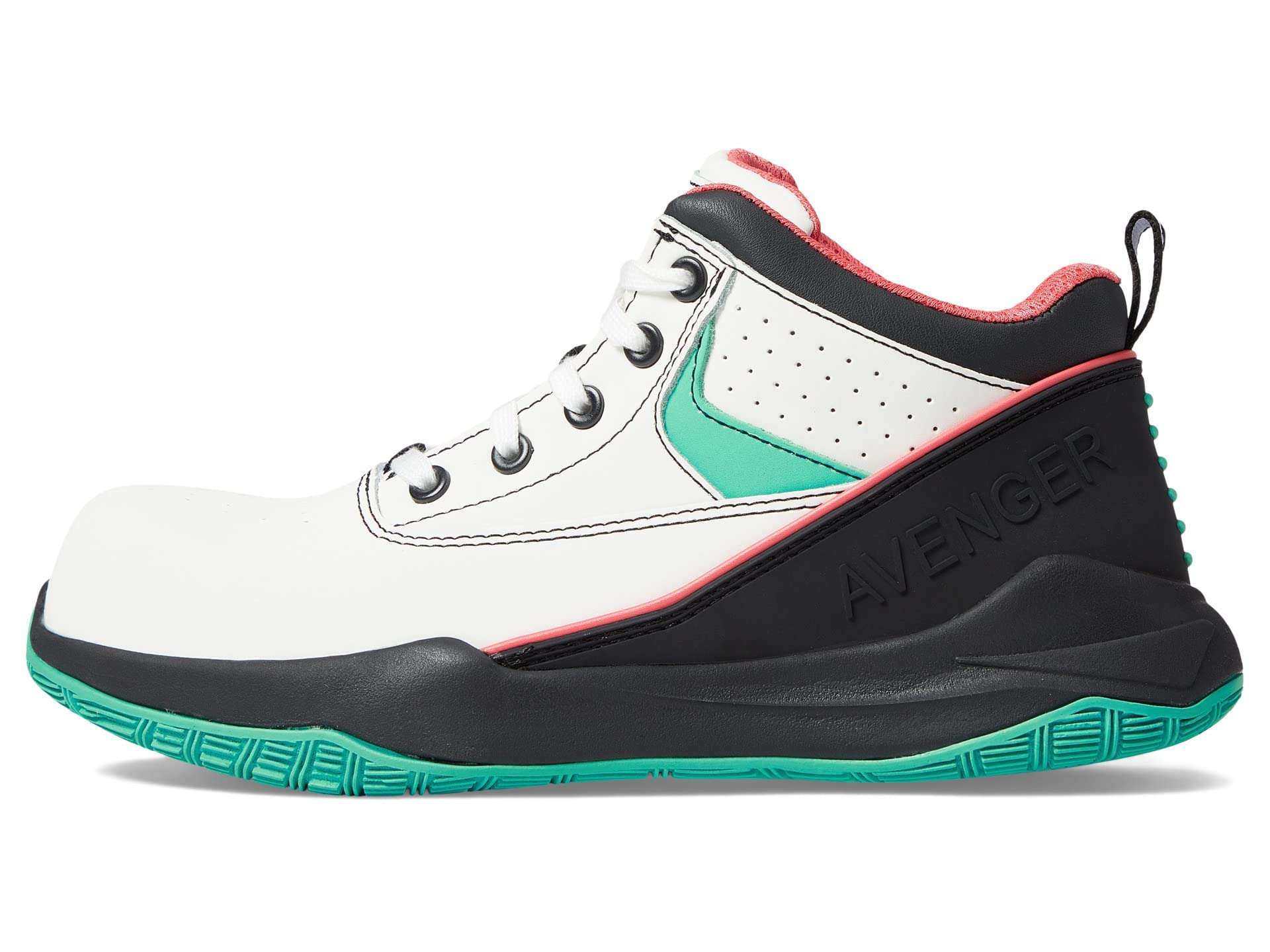 Avenger Work Boots Reaction Women’s Shoes – Action Nubuck Upper – Lace Closure – Round Toe Silhouette White/Green 9.5 D - Wide 5