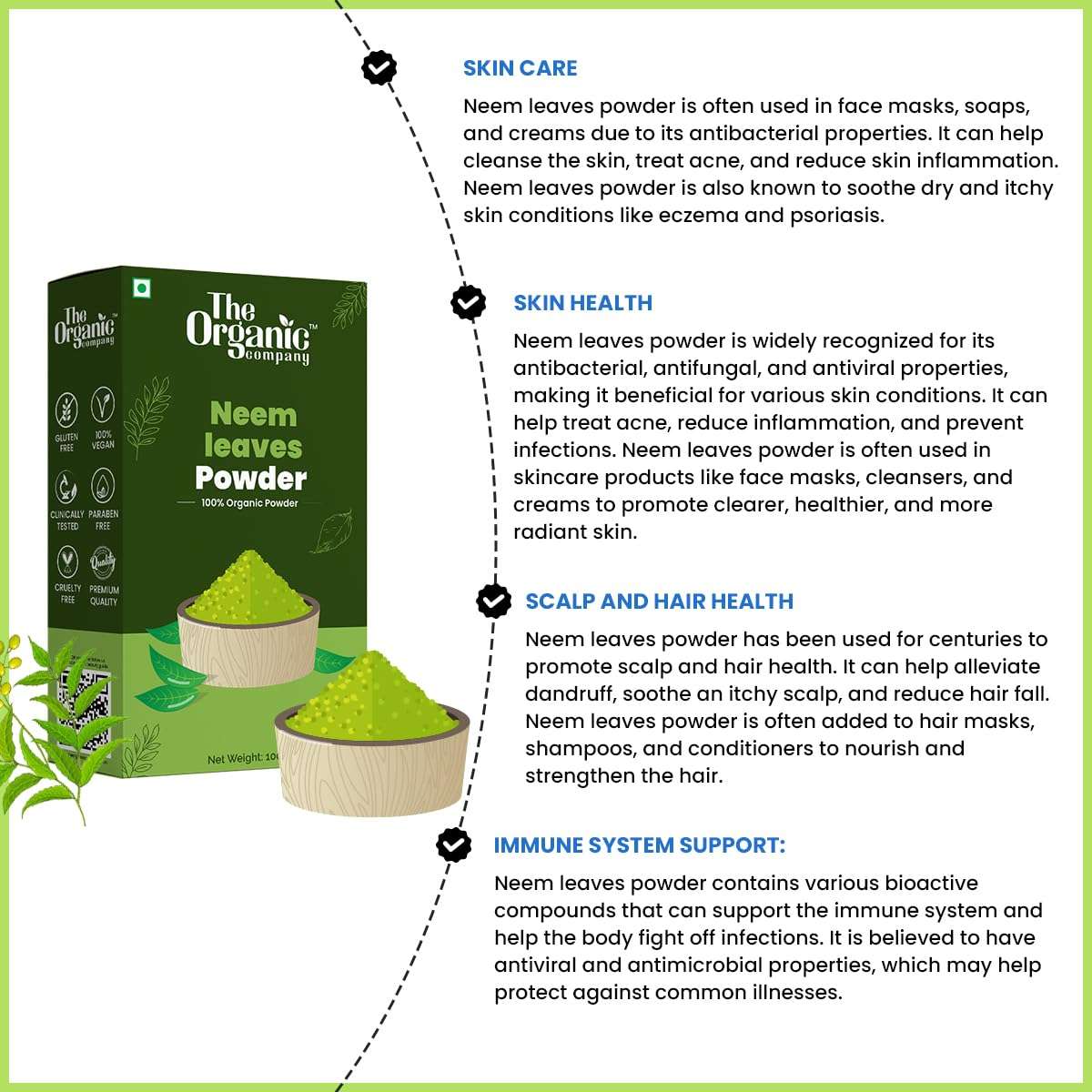 Skin And Hair Care Combo Pack Powder - Neem Leaves & Mulethi Powder Combo + Diabetes Care Powder For Neem Leaves + Mulethi Powder Combo + Hair Growth & Skin Care + Dark Circles & Spots Pimples 4