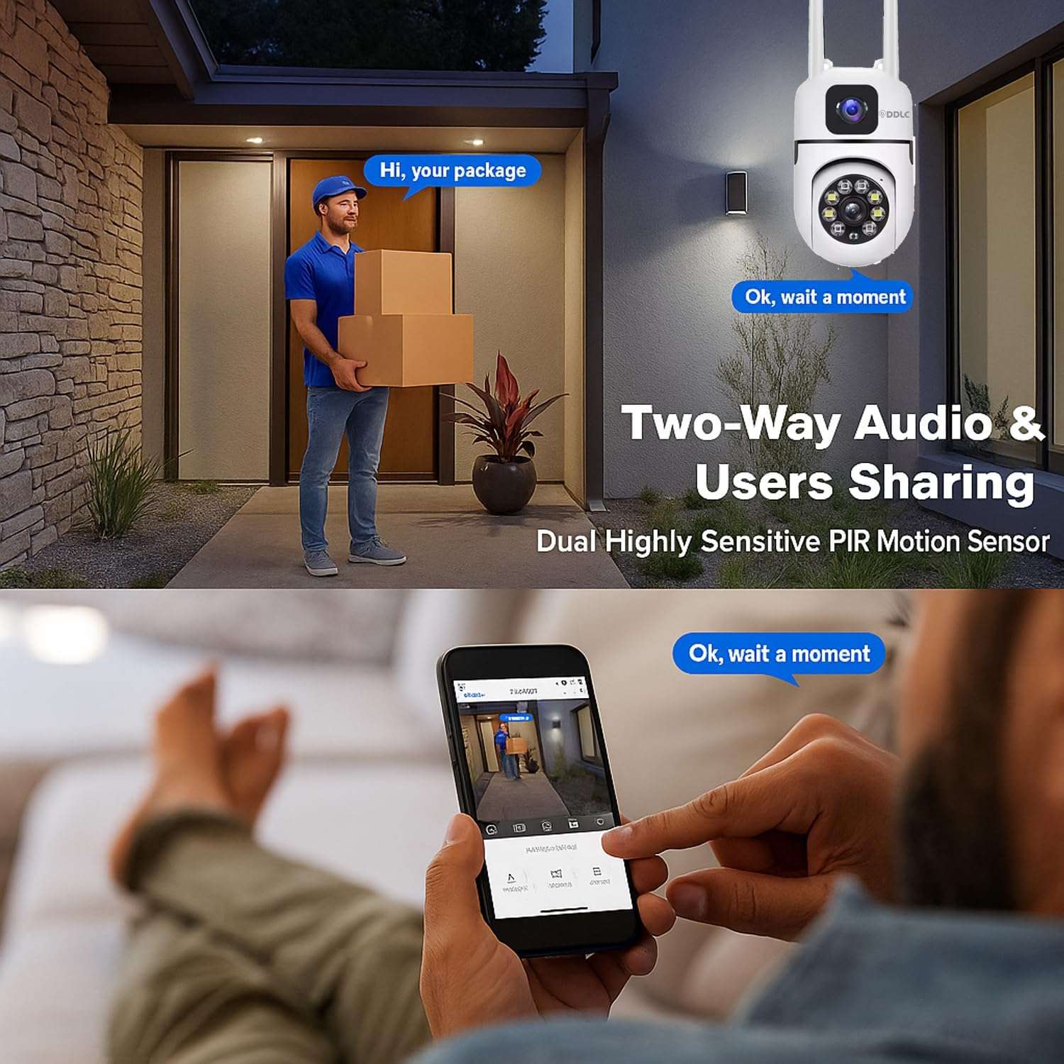 DDLC 4+4MP Dual Lens Mini Ptz CCTV Camera | 360 Degree Security WiFi Camera | Color Night Vision | Motion Tracking | Two Way Audio | Wireless Security Camera for Home (Dual Lens Mini PTZ) 5