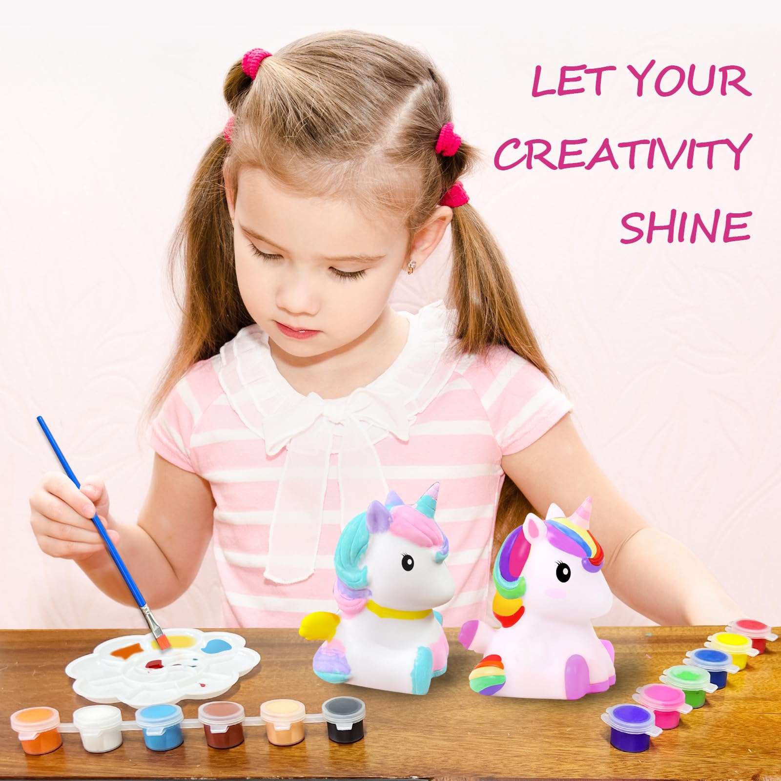 GODLIY 2PCS Paint Your Own Unicorn Night Light Art Kit, Arts and Crafts for Kids Ages 4-8, Unicorn Gifts for Kids 4-12+ 4