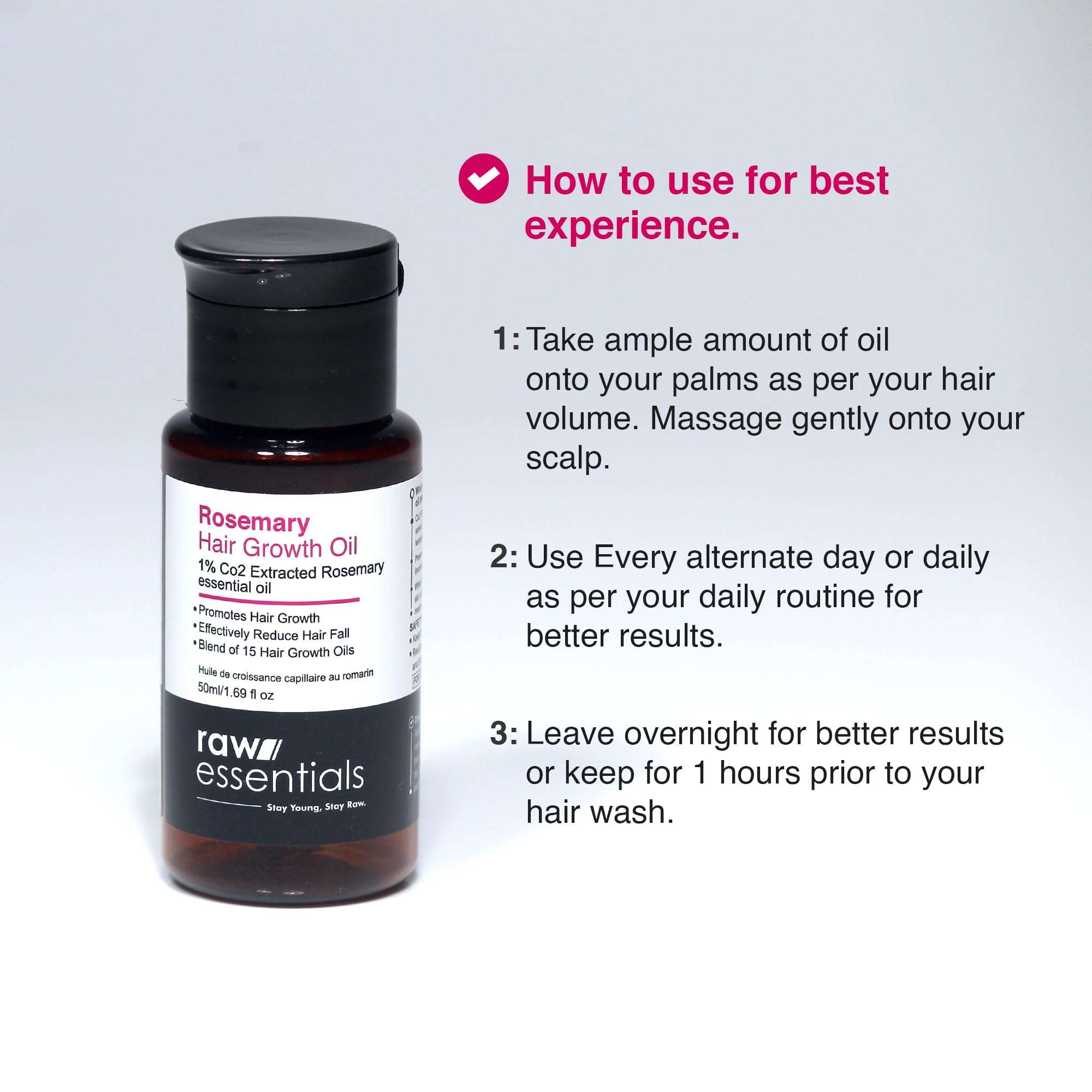 Raw Essentials Rosemary Hair Oil 50ml, Highest Grade Natural Rosemary Oil for Hair Growth, Nourishes and Strengthen Hair & Scalp, Boost Volume, Shine & Thickness. 5