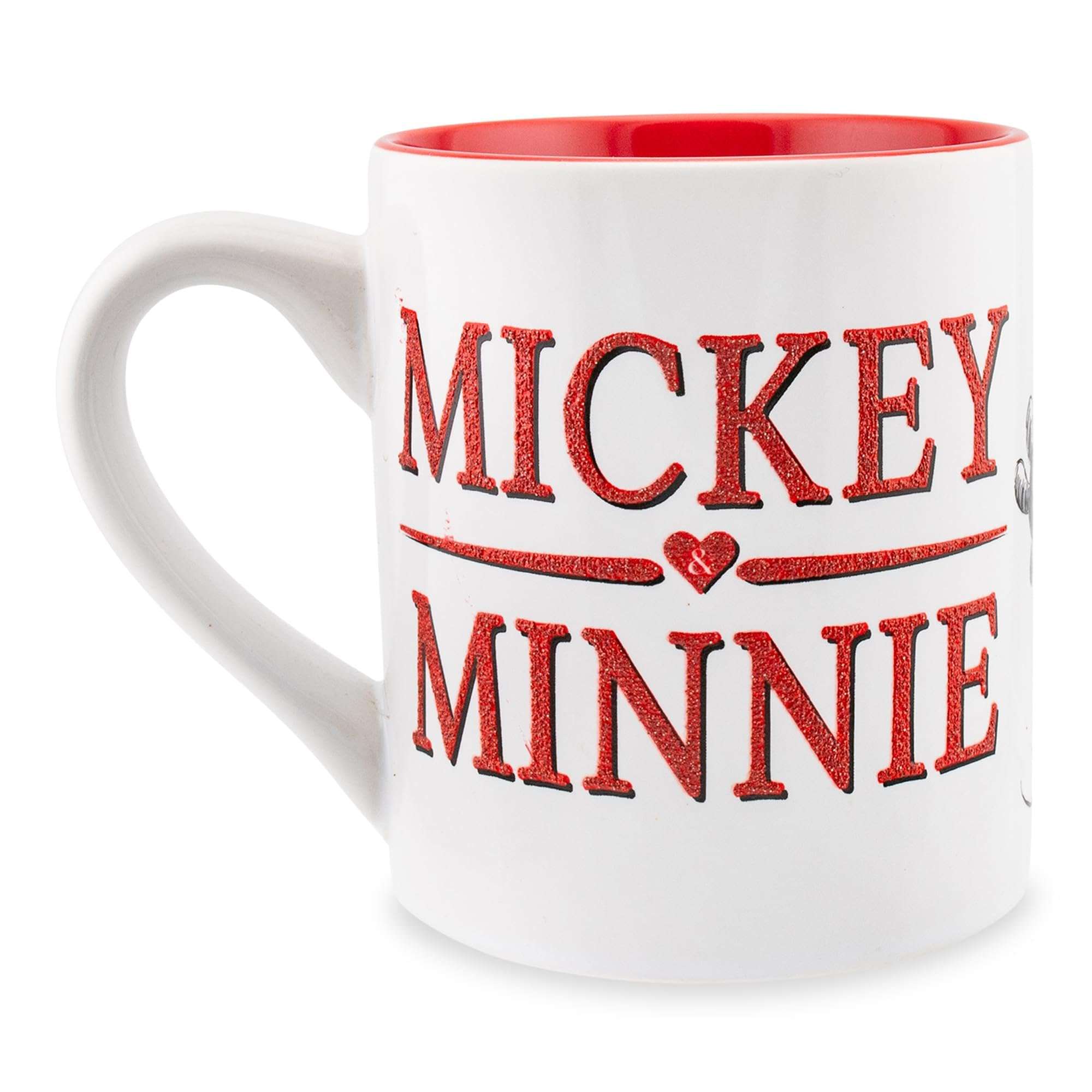 Silver Buffalo Disney Micky Minnie Heart Glitter Ceramic Coffee Mug, 14 Ounces 4