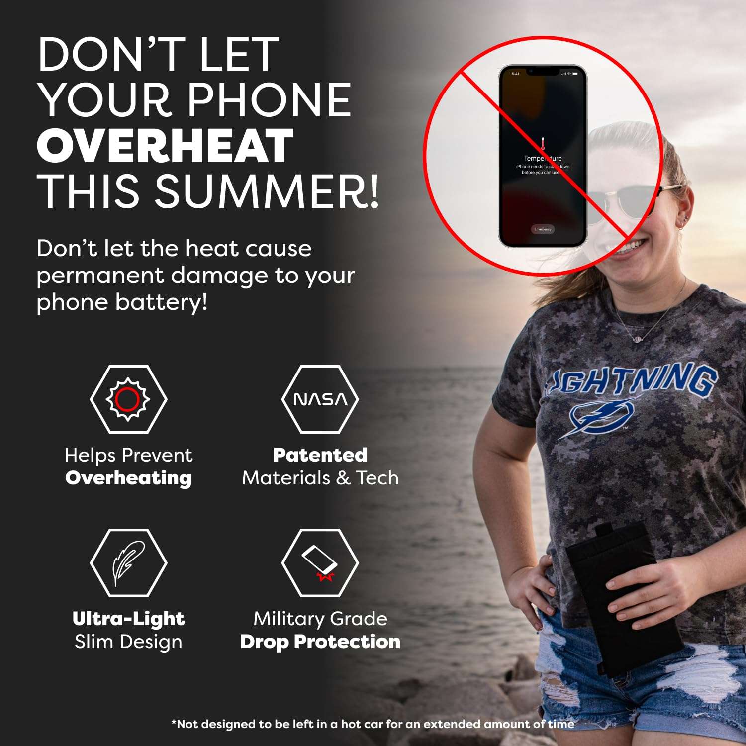 PHOOZY Thermal Phone Case - Apollo II Series : Cell Phone Pouch with AGION Lining Prevents Overheating, Extends Battery Life, Provides Drop Protection and Floats in Water (Large-Mako) 2