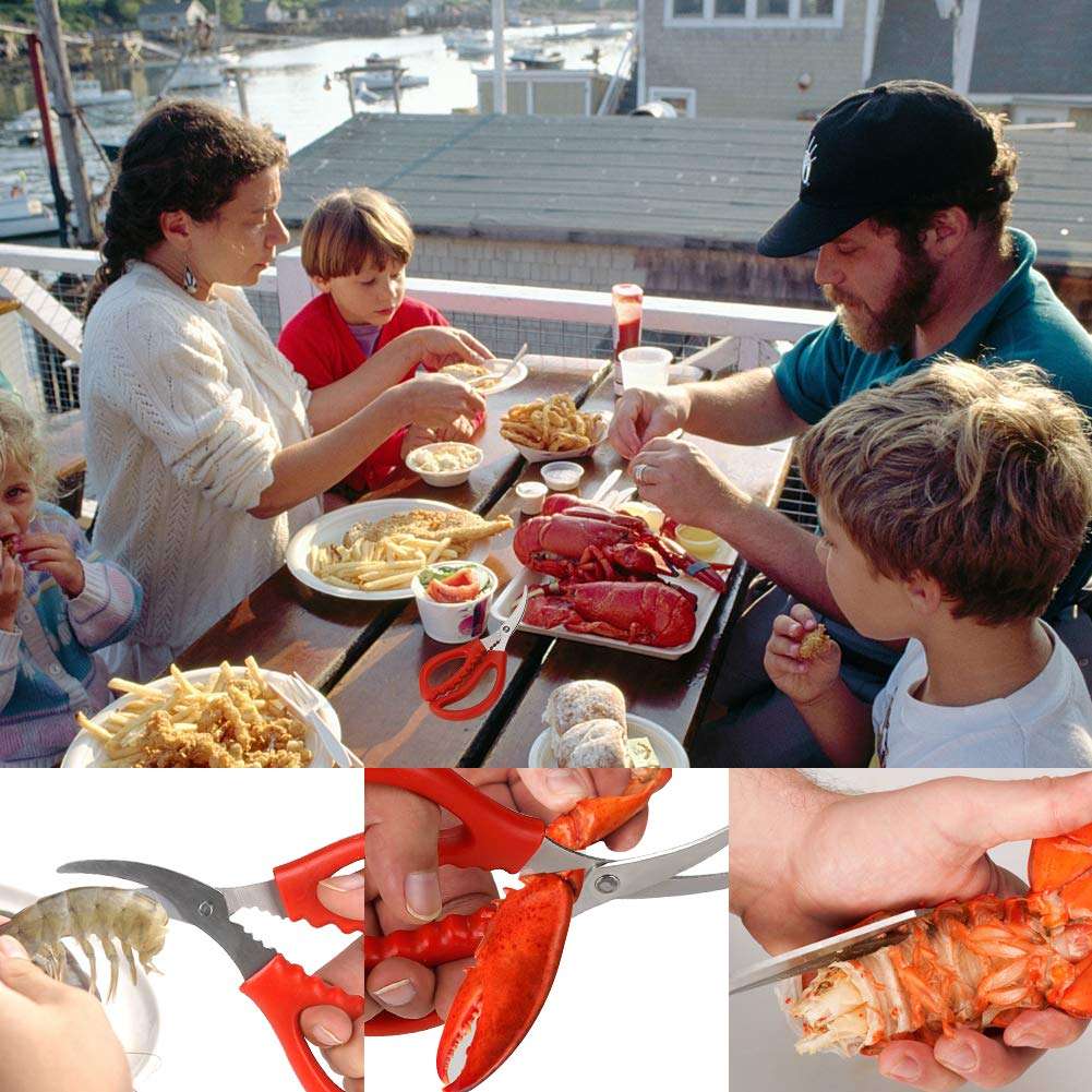 Calary 8Pcs Seafood Scissors Crab Scissors Seafood Shears Multifunctional Crab Leg Crackers and Tools 5