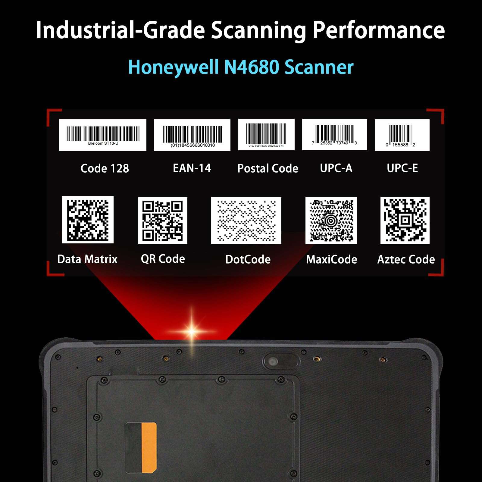 Breloom ST11-J Rugged Tablet with Barcode Scanner, 10.1" Windows 11 Pro IP65 Waterproof Tablet with N4680 Scan Engine, 1D/2D QR Inventory Scanner, 8GB+256GB, 4G LTE/GPS/NFC (8+256GB, w/2D) 3