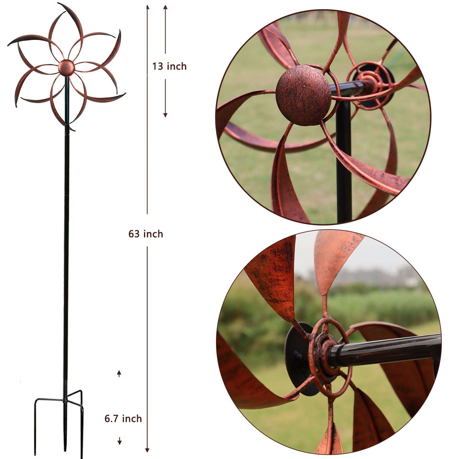 Wind Spinner Outdoor Metal Wind Sculptures 360 Degrees Wind Spinners for Yard and Garden 3