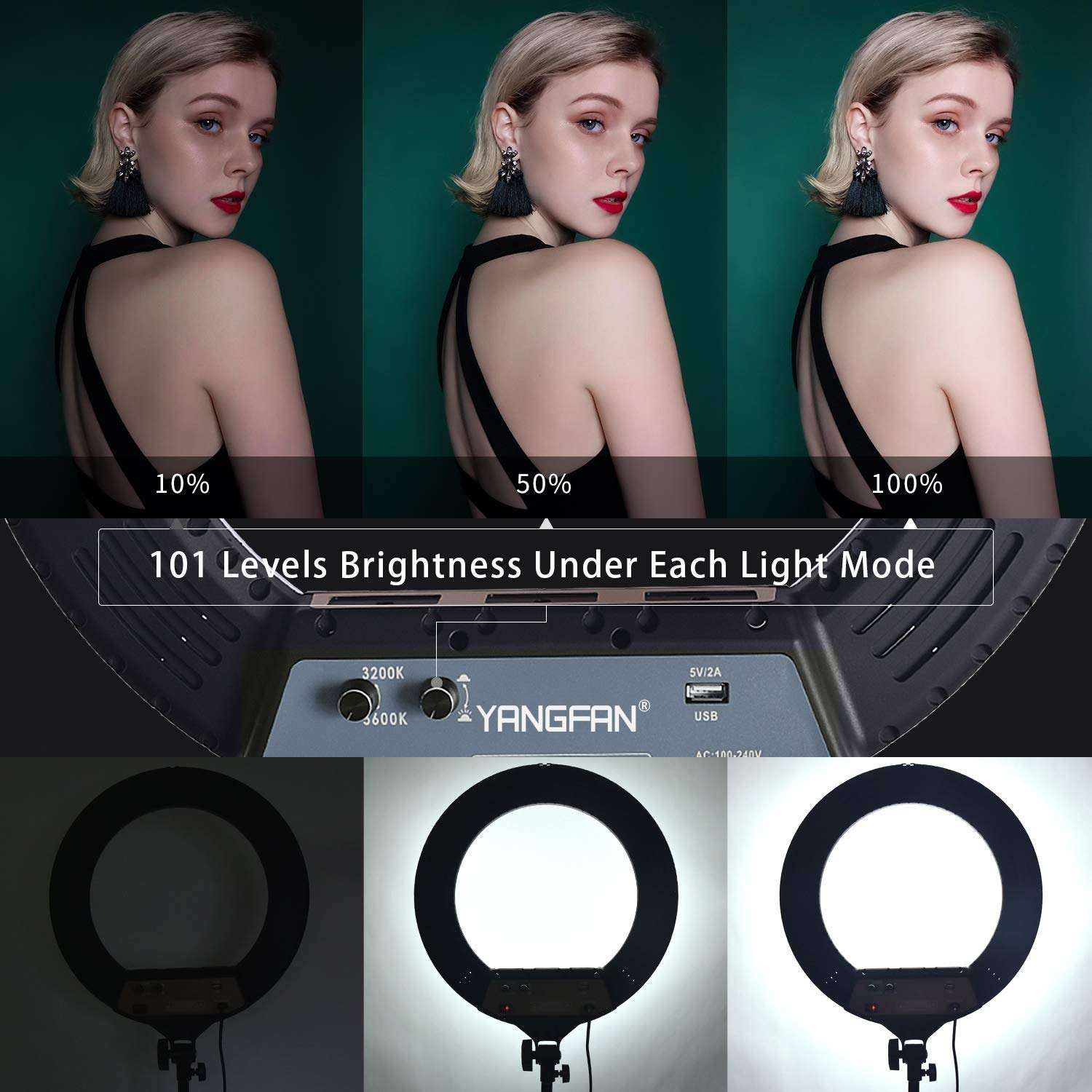 YANGFAN Ring Light Kit:18"/45cm 6500K Dimmable LED Ring Light with Tripod Stand (18" Standard Ring Light Kit) 4