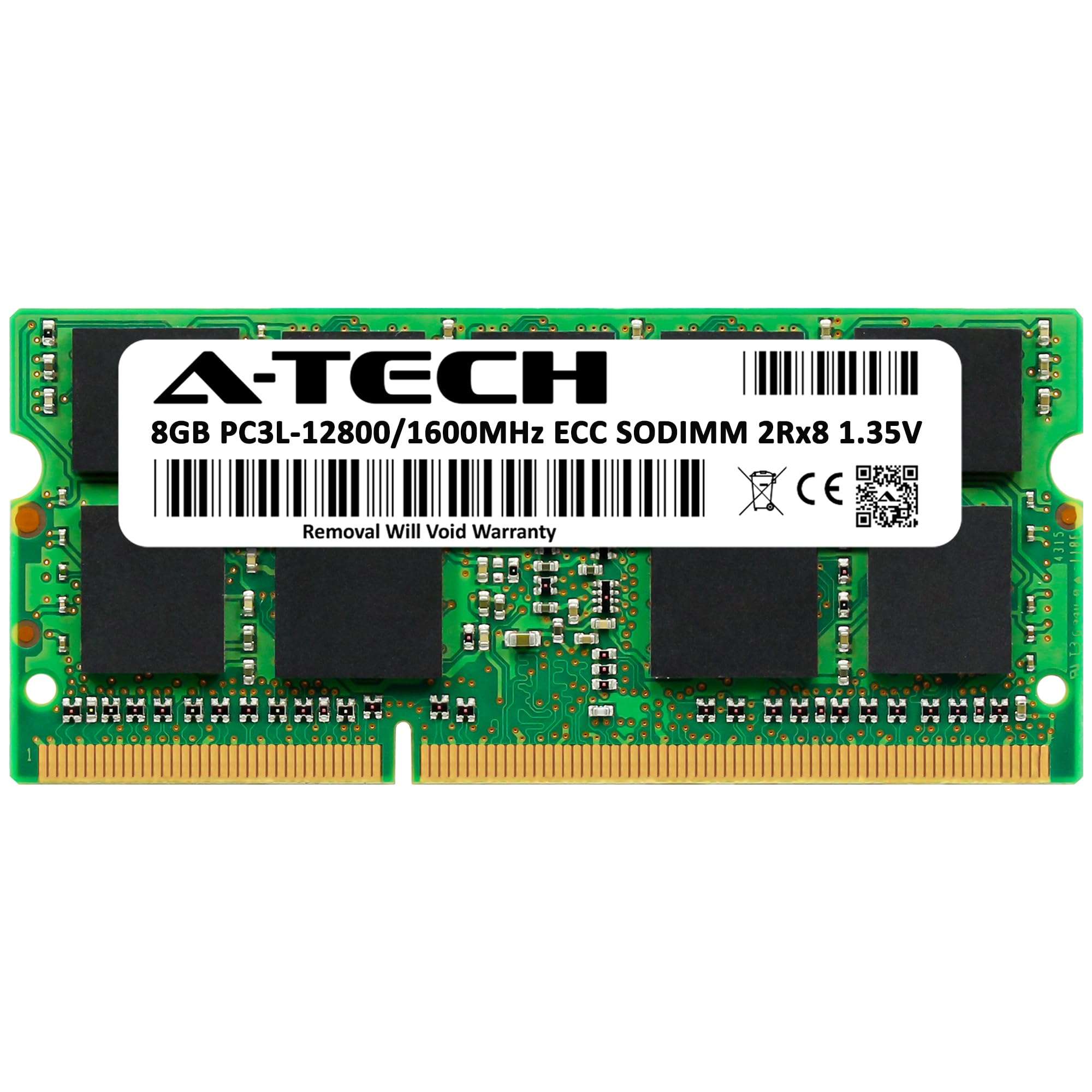 A-Tech 8GB RAM Replacement for CT102472BF160B | DDR3/DDR3L 1600MHz PC3L-12800E ECC-SODIMM 2Rx8 1.35V ECC Unbuffered SO-DIMM 204-Pin Microserver, Workstation, and Networking Platforms Memory Module 2