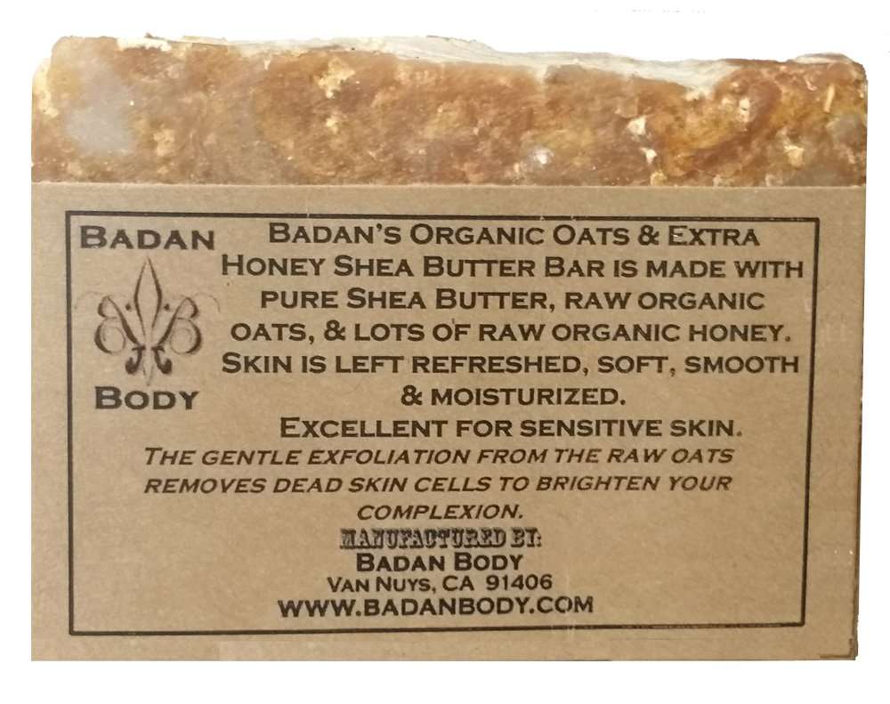 Badan Body Organic Oats and Raw Manuka Honey Handmade Sensitive Skin Shea Butter Soap, 5oz Bar (Natural, 1 Bar Pack) 3