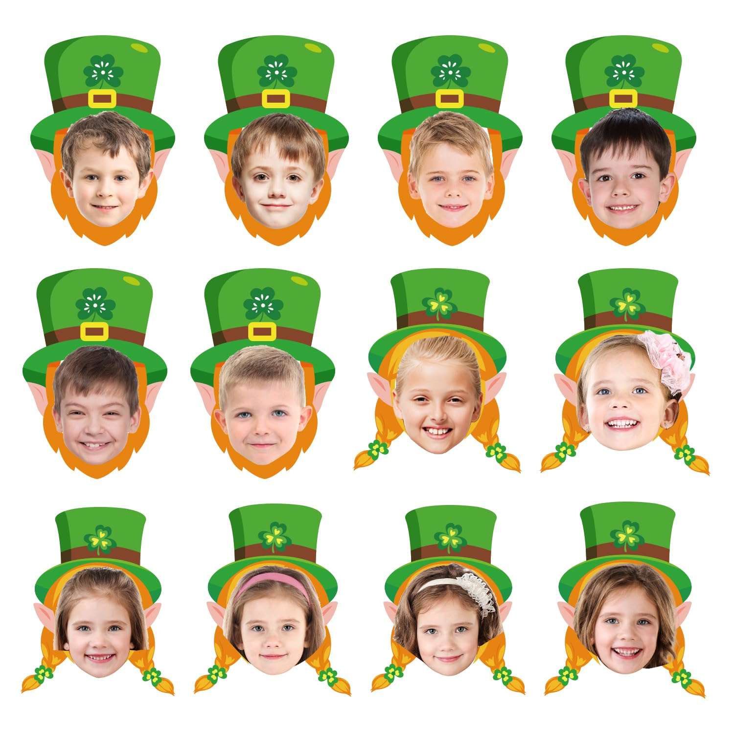 St. Patrick's Day Bulletin Board Decorations, 50Pcs Leprechaun Cutouts Decorations Hat and Beard with 100Pcs Glue Points Bulletin Board Decor for DIY Craft Classroom Home Shamrock Party Decoration 1
