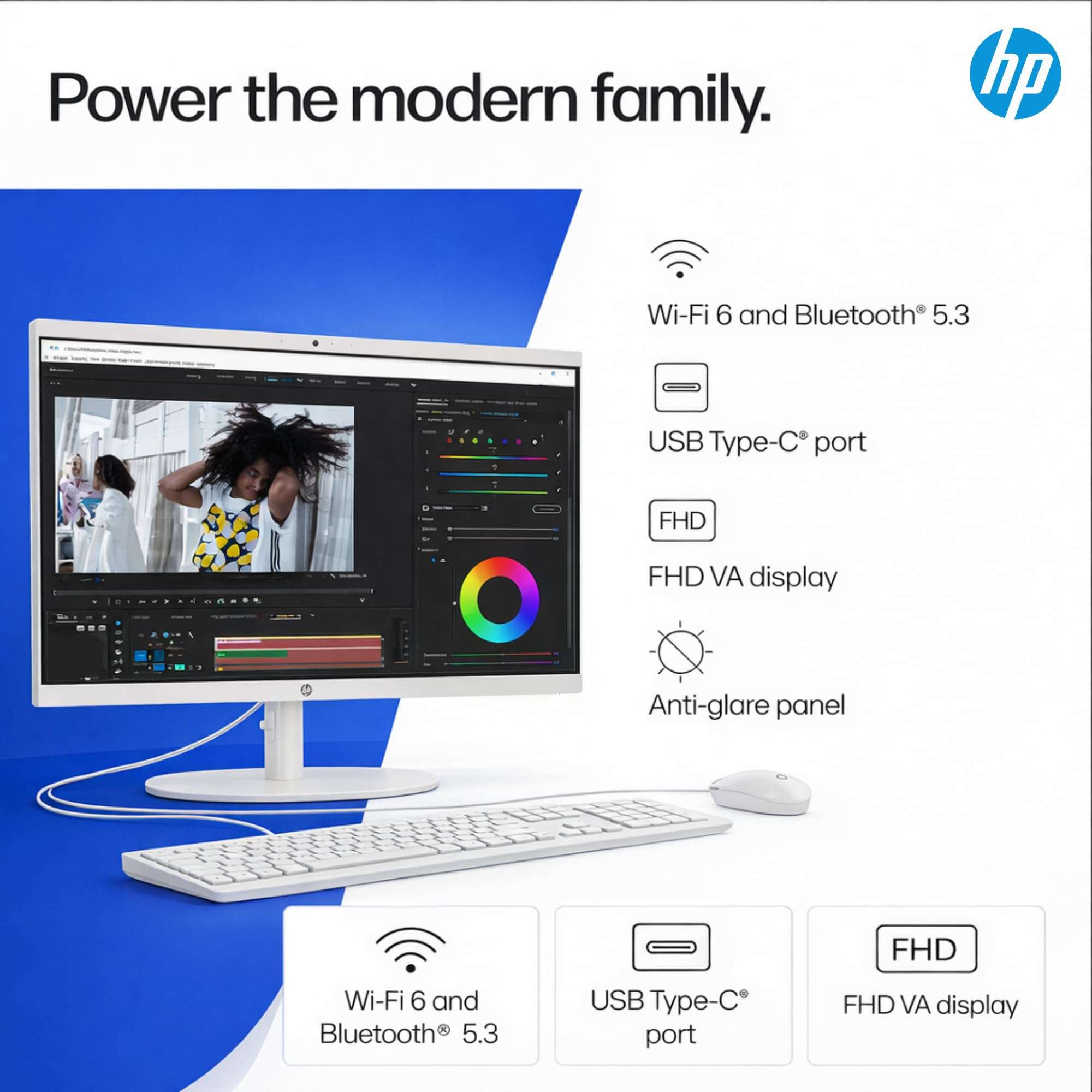 HP 22" FHD All-in-One Desktop Computer - Latest 13th Gen Intel Quad-Core - Office 365 for The Web - 8GB DDR5 RAM - 128GB UFS Storage - Wireless Earbuds - Keyboard and Mouse 3