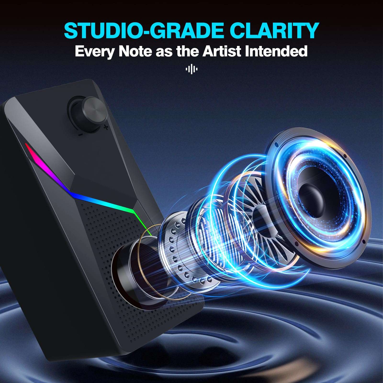 AYJBKL Computer Speakers for Desktop PC, USB-Powered Gaming Speakers for Laptop – Multi Colorful LED Backlight Modes, Stereo Sound for Gamers Music Movies, Indoor & Outdoor Use, 3.5mm AUX Cable 4