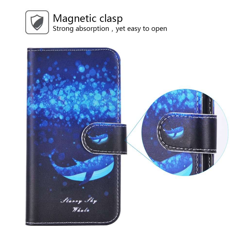 S6 Wallet Case, Galaxy S6 Case, MagicSky Premium PU Leather Flip Folio Case Cover with Wrist Strap,Card Slots, Cash Pocket, Kickstand for Samsung Galaxy S6 (Whale) 2