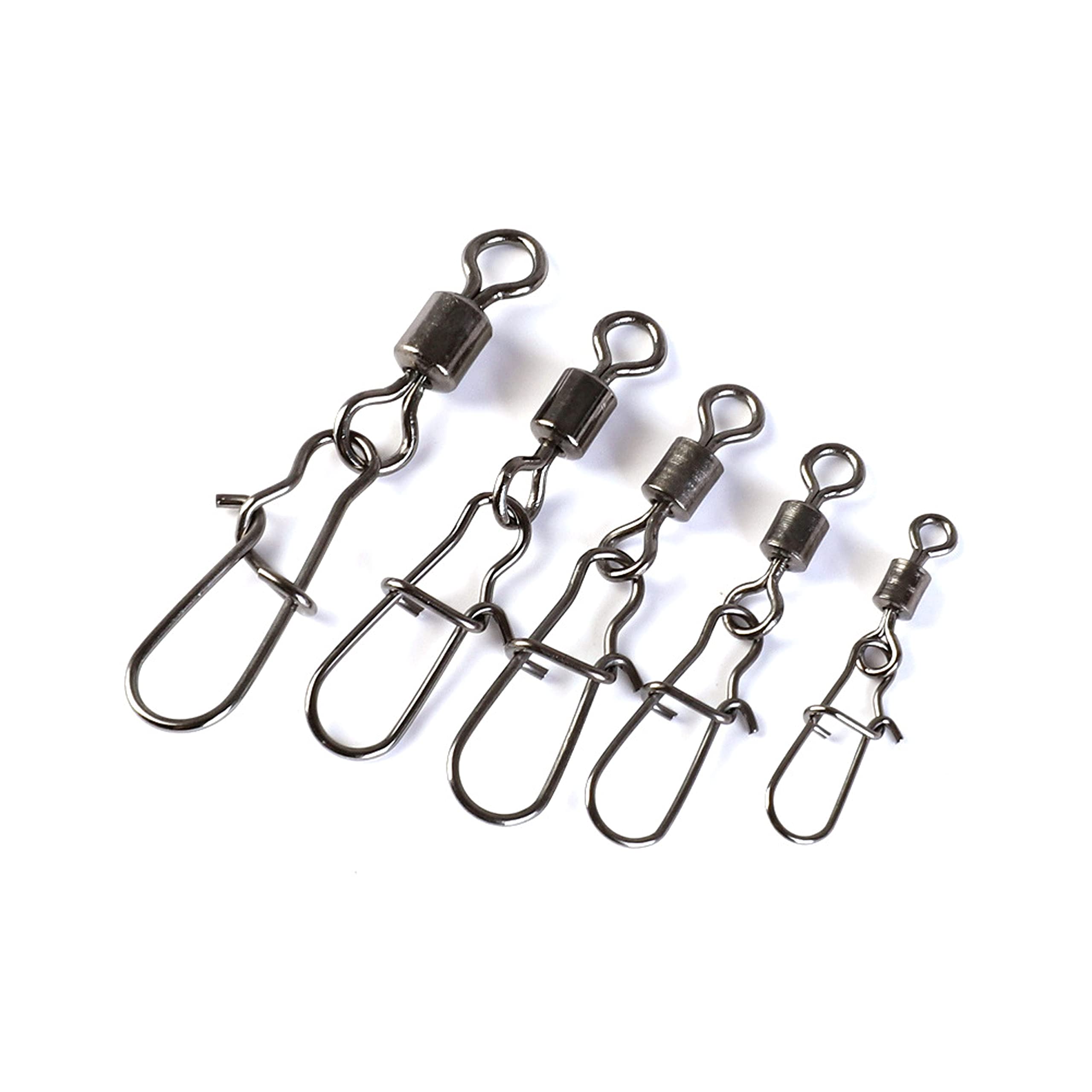 CRAZY SHARK 50 Pcs Fishing Barrel Swivel with Safety Snap Interlock Snaps, Stainless Steel Solid Fishing Swivel Snaps for Quick Connecter Fishing Rig Accessories 3